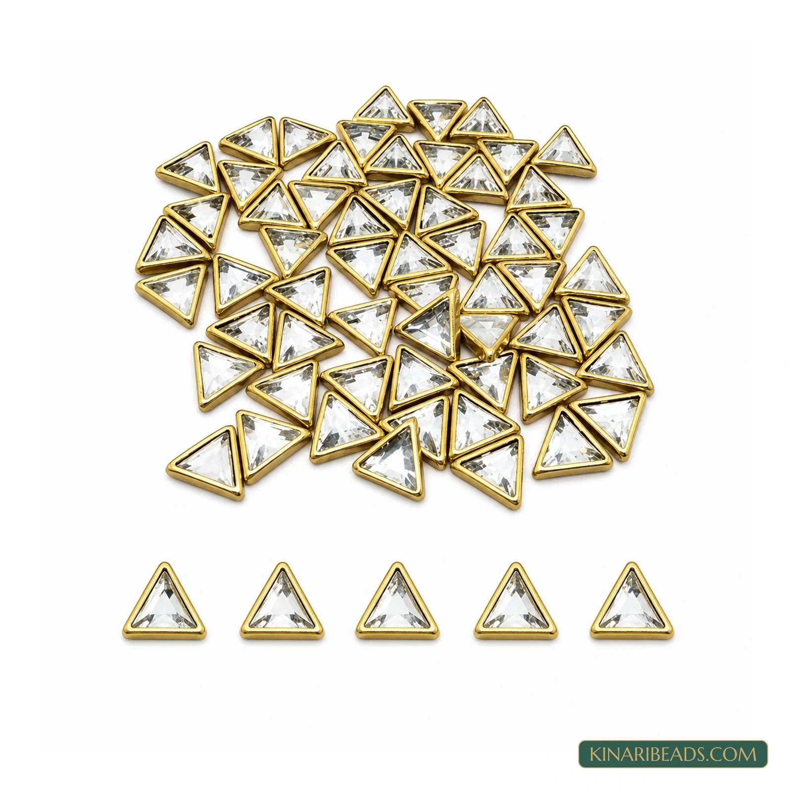 6×6mm Triangle Golden Kundan Stones – 100g