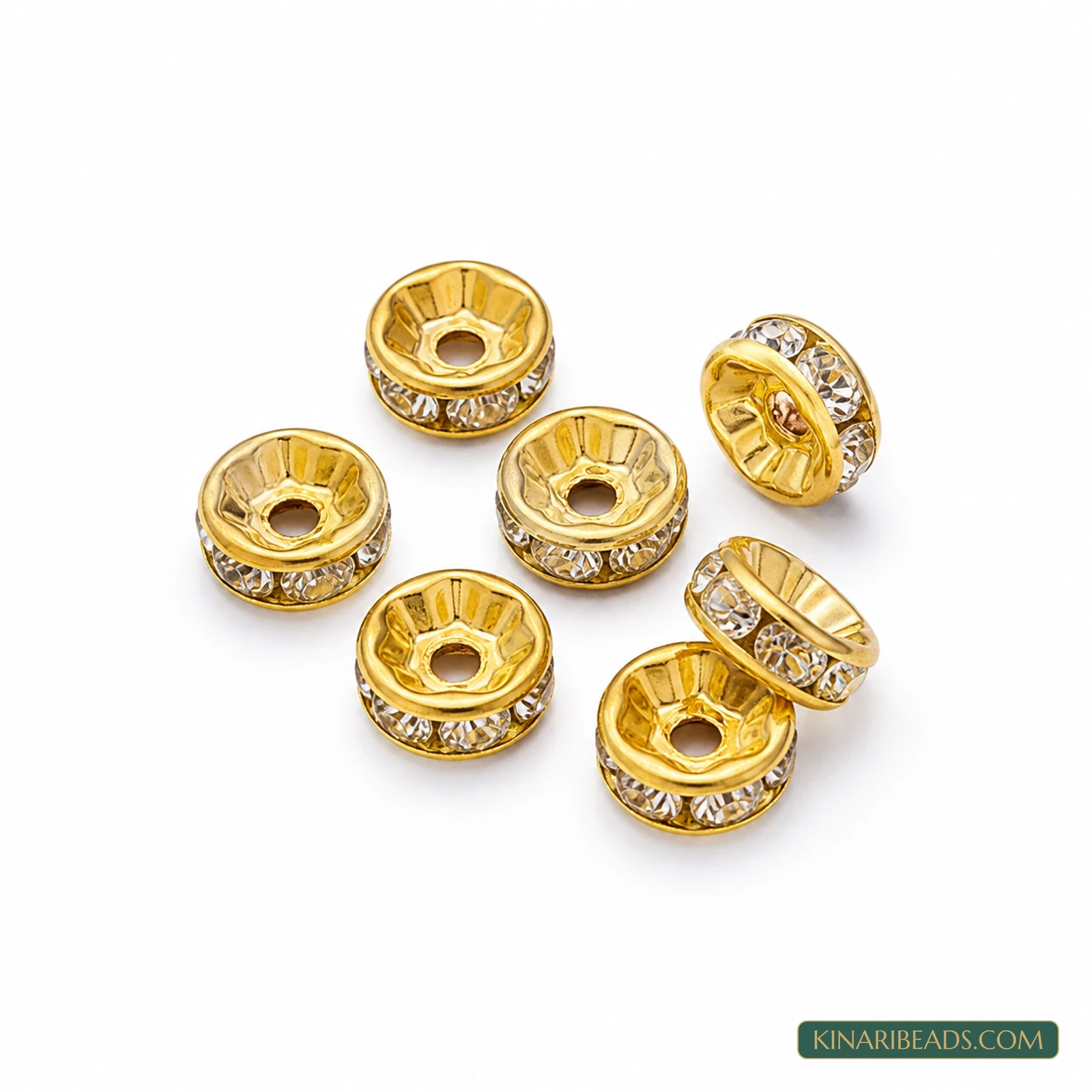 7mm Rhinestone Rondelle Spacer Beads – 200 Pcs