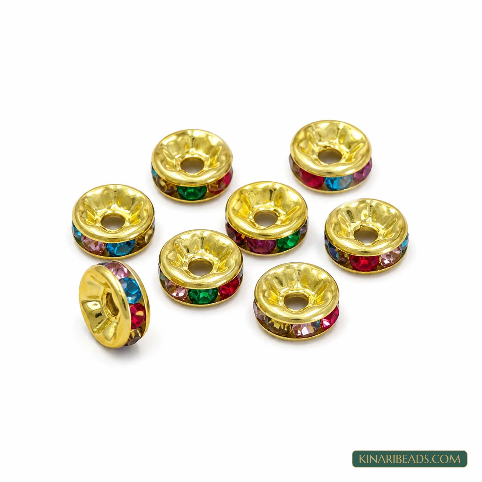 7mm Rhinestone Rondelle Spacer Beads – 200 Pcs - Multicolour colour