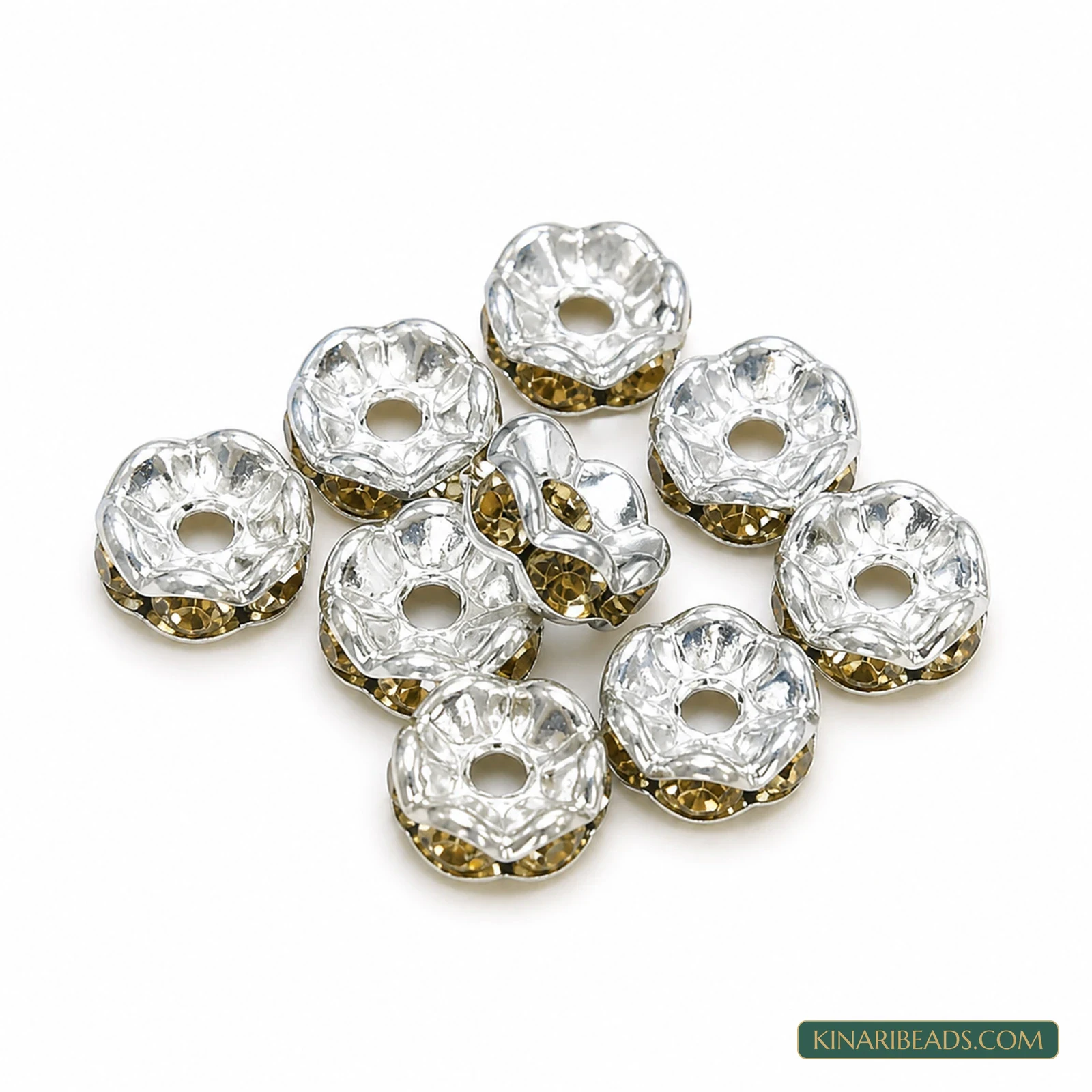 7mm Rhinestone Rondelle Spacer Beads – 200 Pcs - Topaz colour