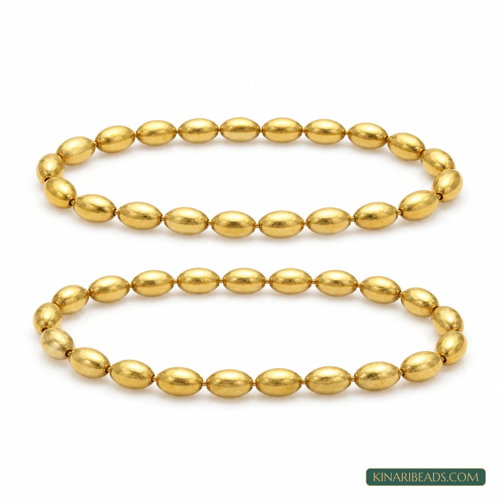 7x5mm Gold Plated Brass Oval Beads - 2 Strings