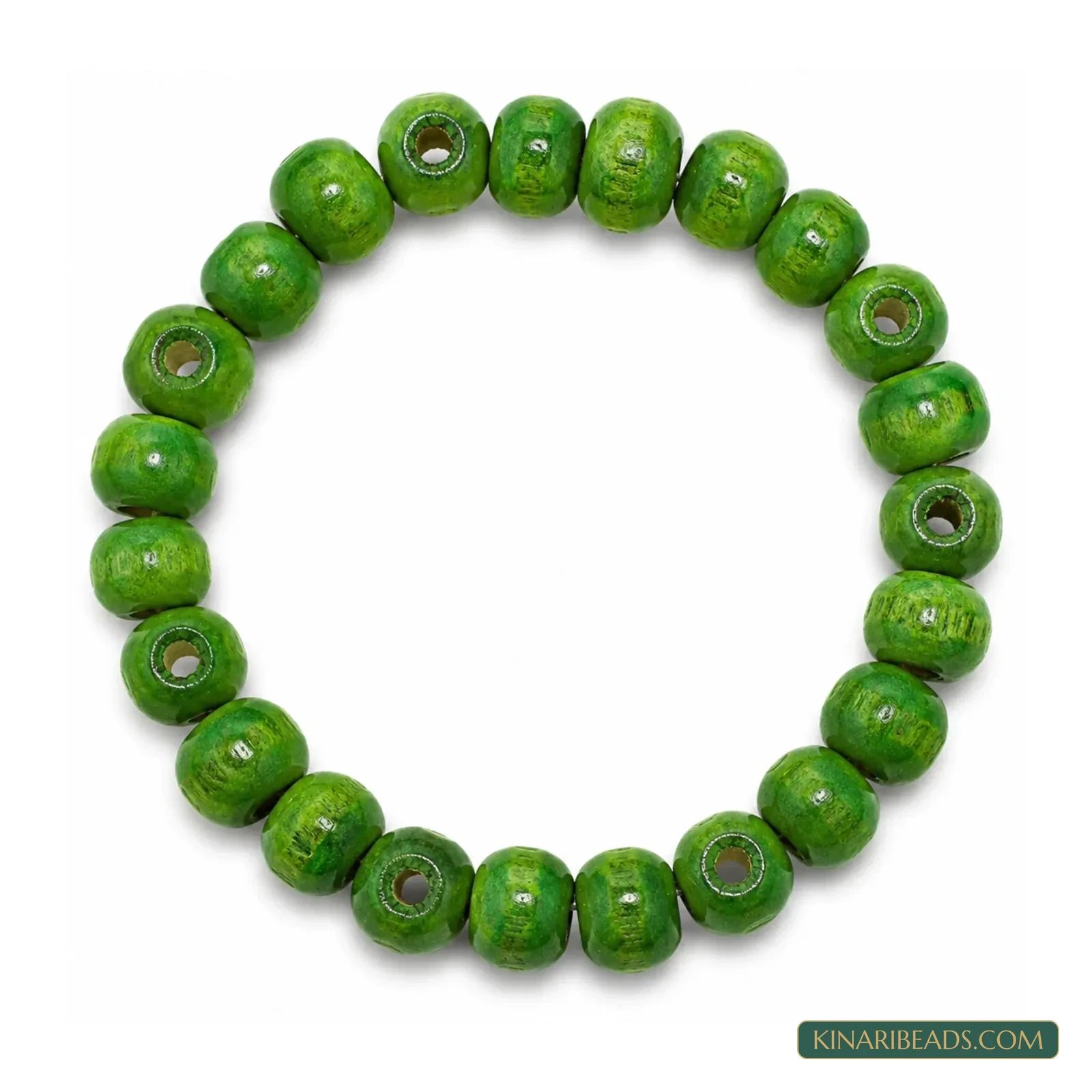 7x8mm Painted Wooden Rondelle Spacer Beads - 100 Pcs - Green colour