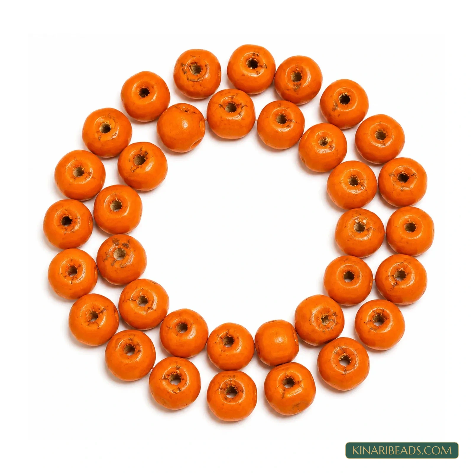 7x8mm Painted Wooden Rondelle Spacer Beads - 100 Pcs - Orange colour