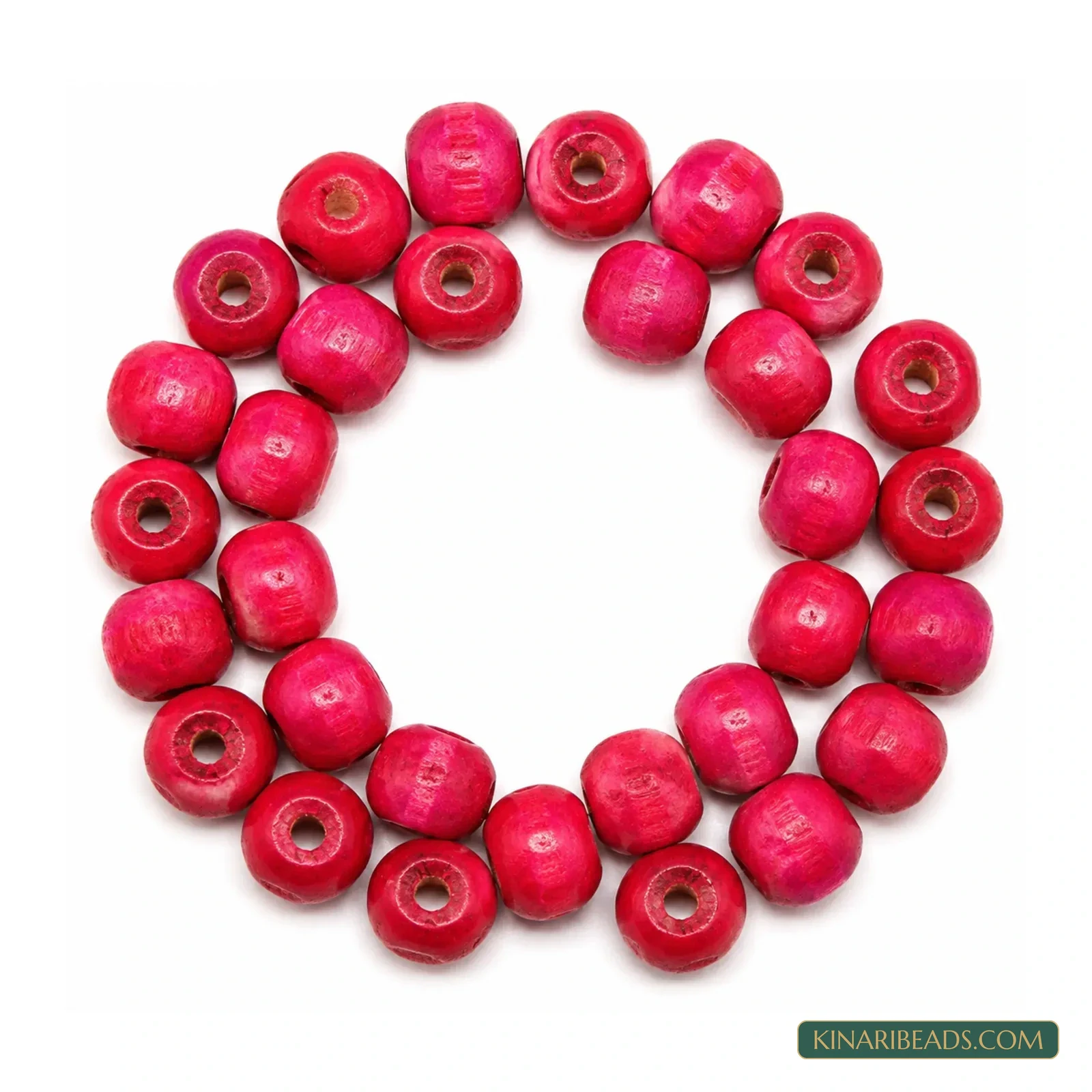 7x8mm Painted Wooden Rondelle Spacer Beads - 100 Pcs - Pink colour
