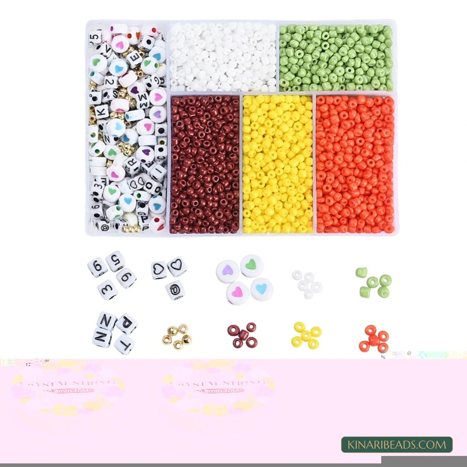 8/0 Glass Seed & Acrylic Beads Jewellery Making Kit with Elastic Thread – Approx. 3,200 Pcs product image