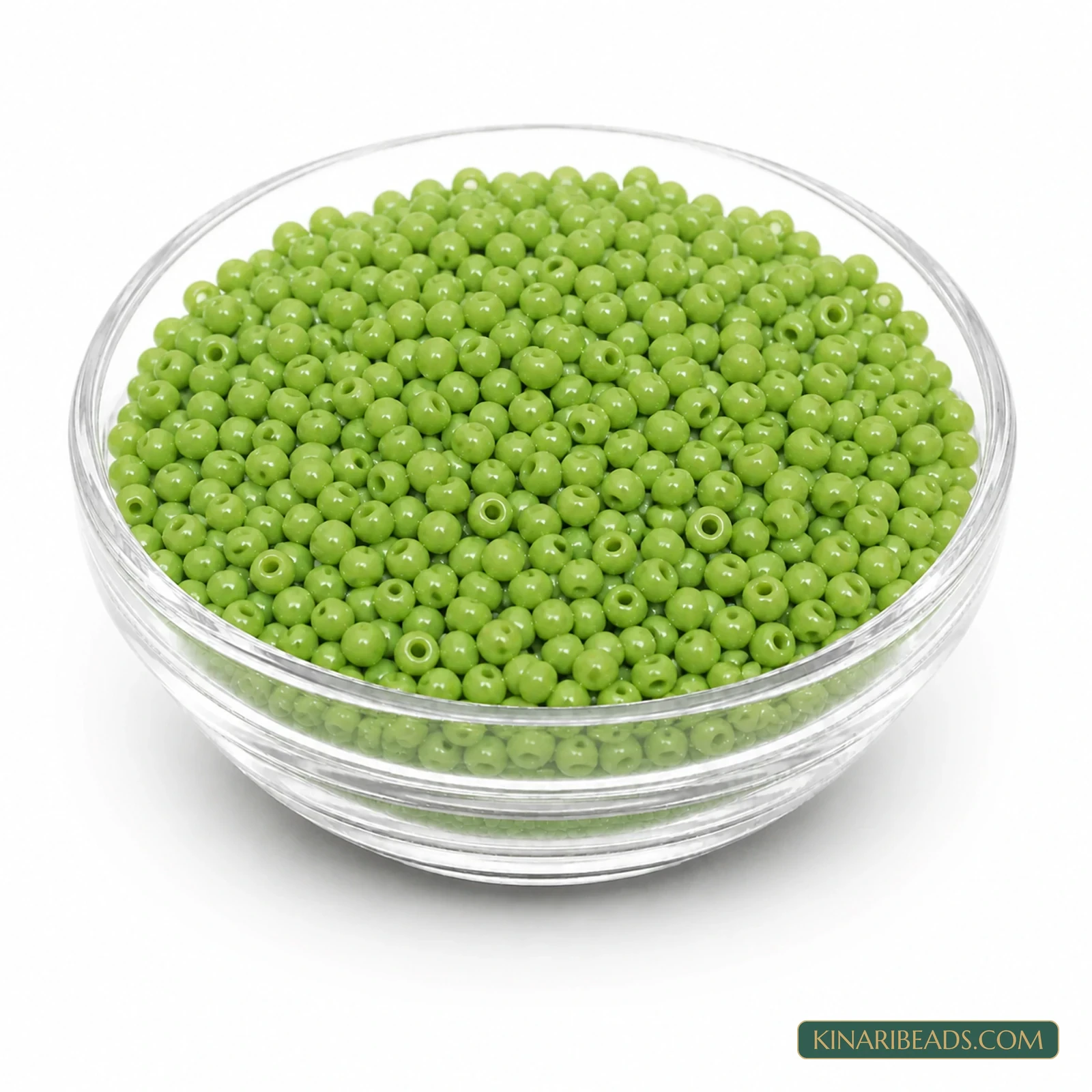 8/0 Opaque Glass Seed Beads for Embroidery & Jewellery - 100g - Parrot Green Opaque colour
