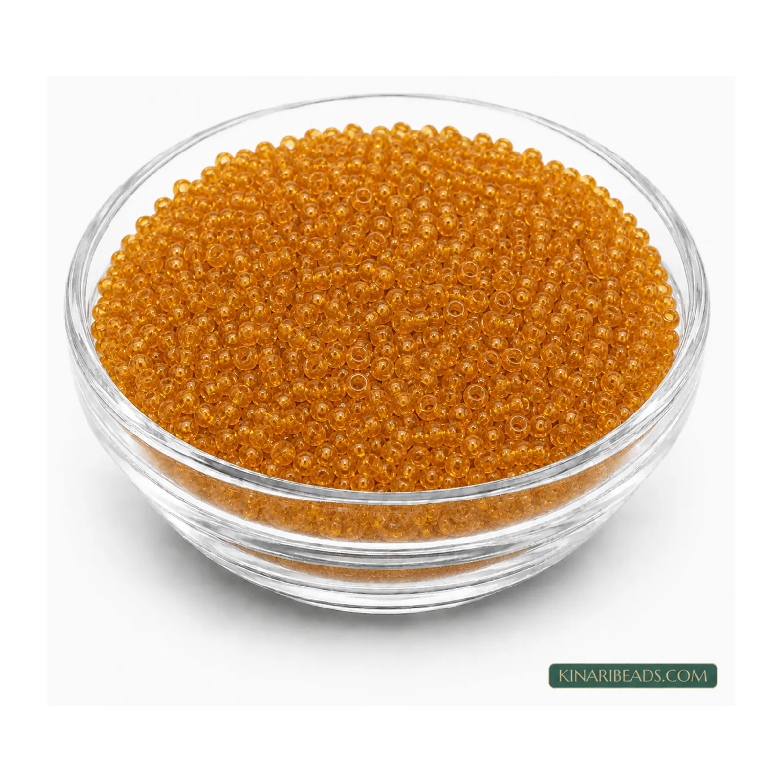 8/0 Transparent Glass Seed Beads for Embroidery – 100g - Amber Trans colour