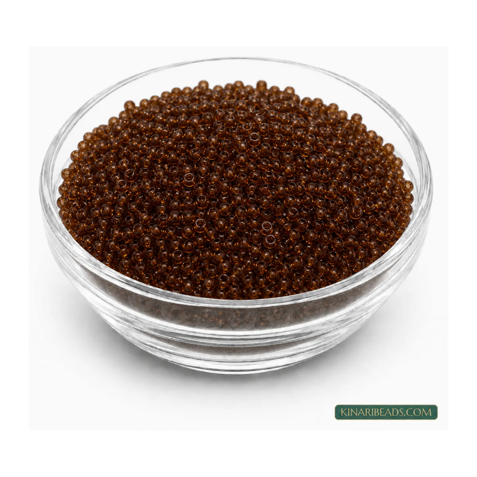 8/0 Transparent Glass Seed Beads for Embroidery – 100g - Brown Trans colour