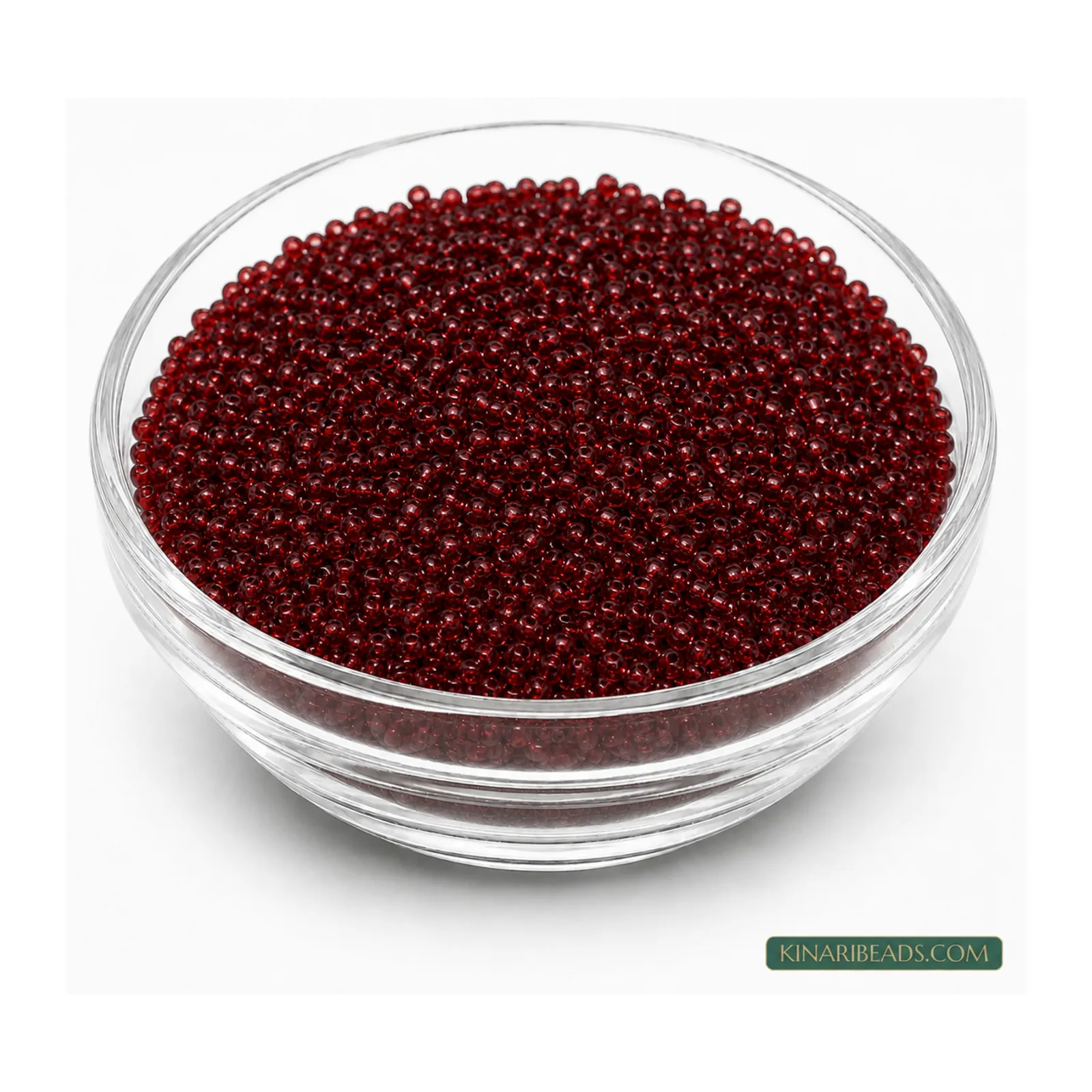 8/0 Transparent Glass Seed Beads for Embroidery – 100g - Dark Red Trans colour