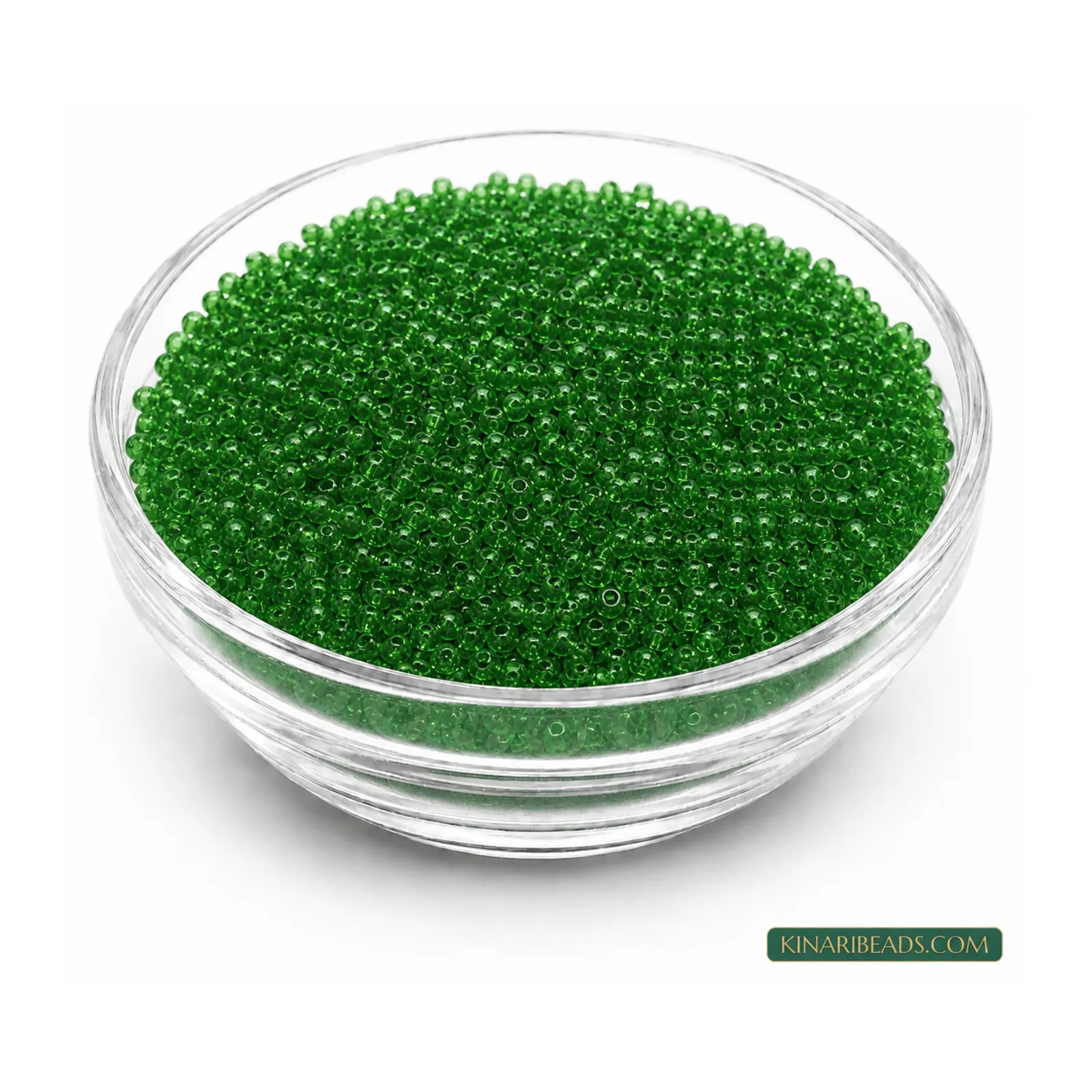 8/0 Transparent Glass Seed Beads for Embroidery – 100g - Green Trans colour