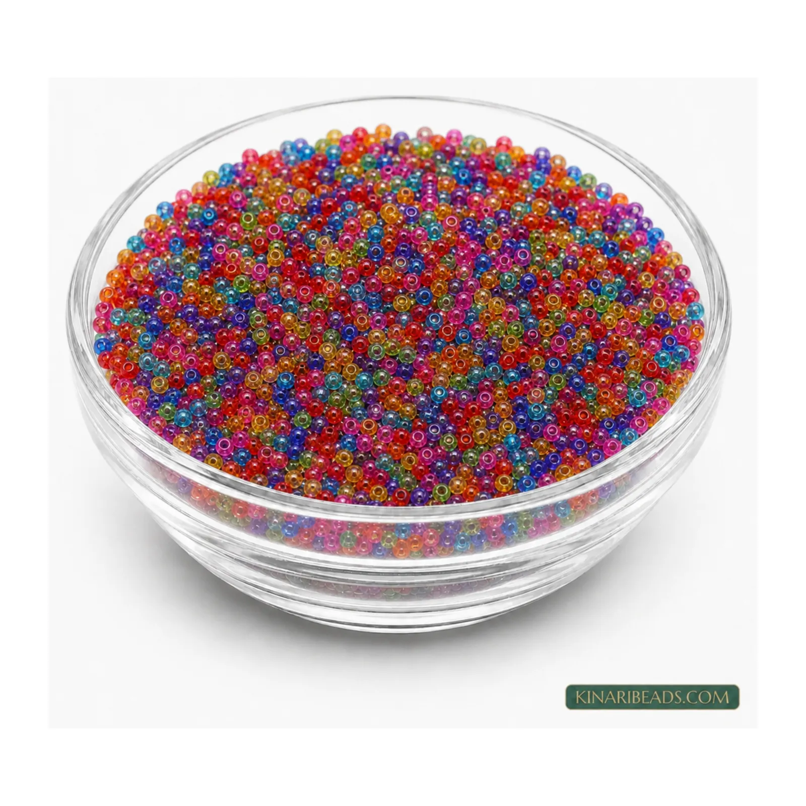 8/0 Transparent Glass Seed Beads for Embroidery – 100g - Multicolour Trans colour