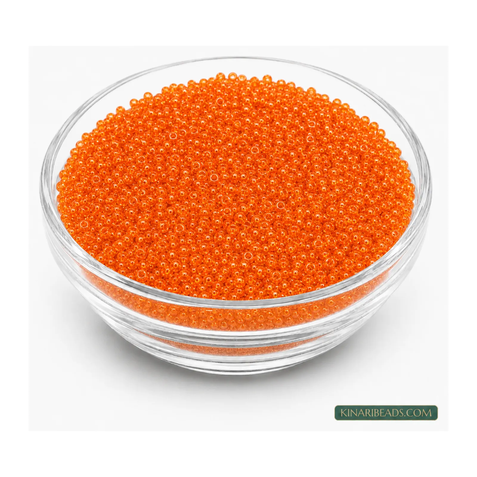 8/0 Transparent Glass Seed Beads for Embroidery – 100g - Orange Trans colour