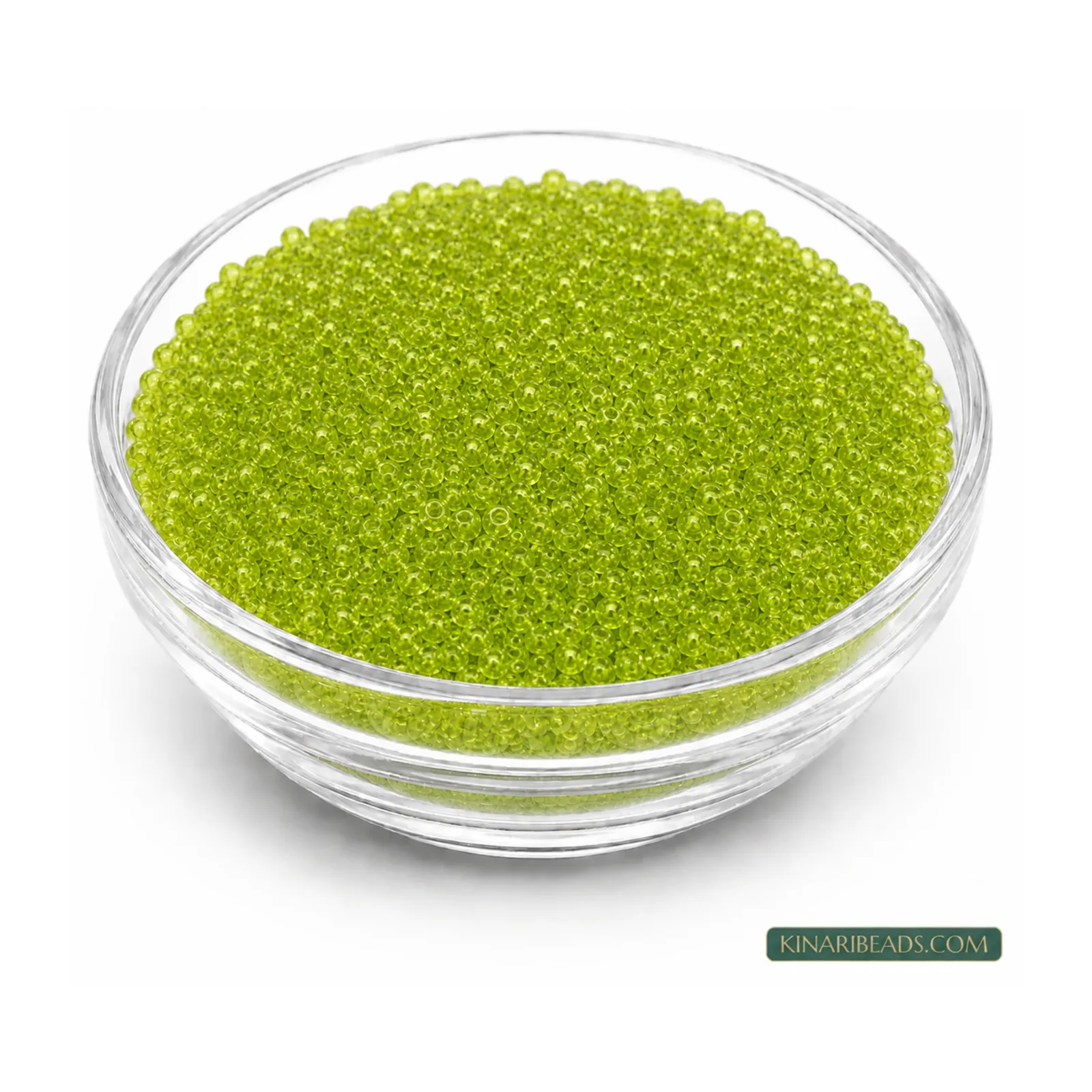 8/0 Transparent Glass Seed Beads for Embroidery – 100g - Parrot Green Trans colour