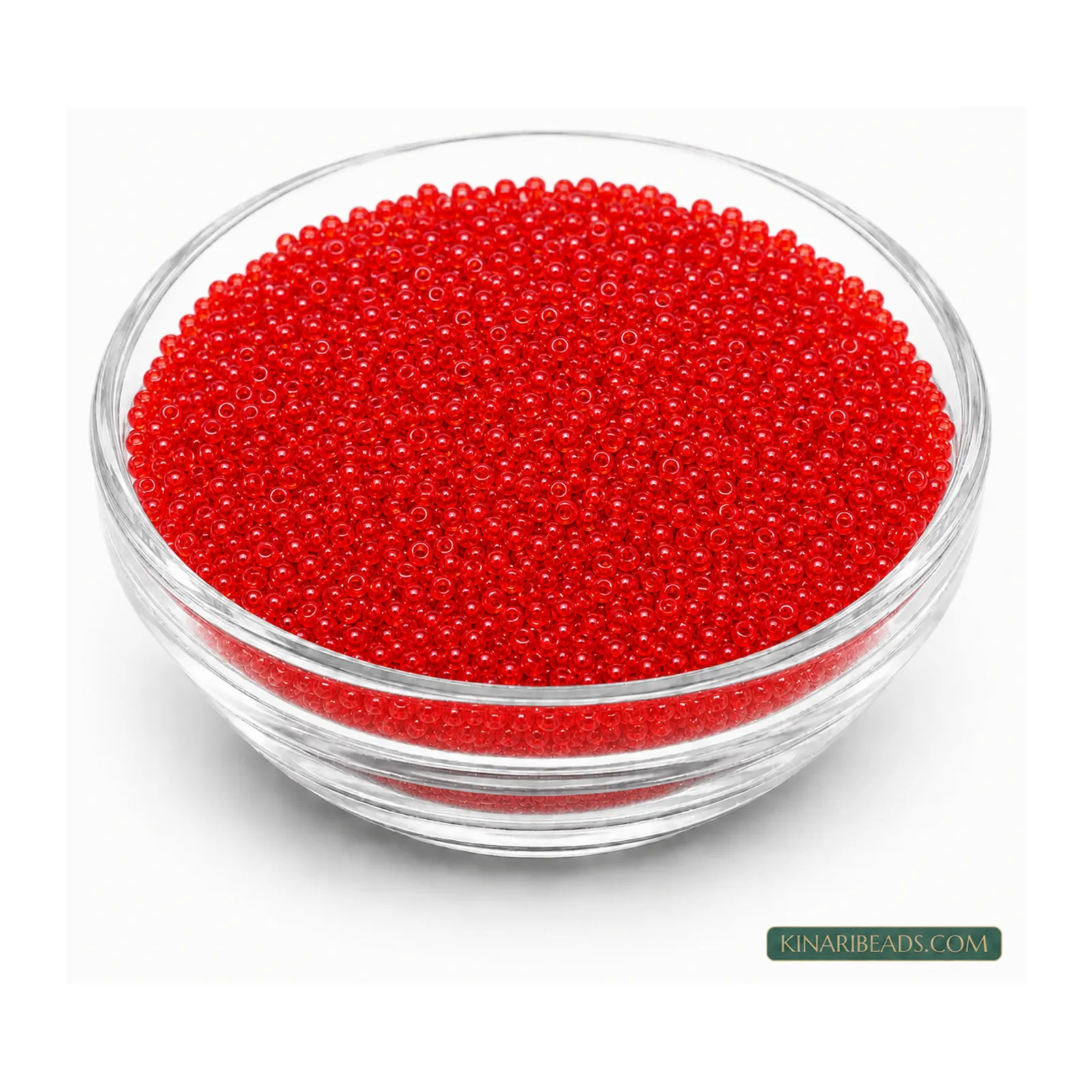 8/0 Transparent Glass Seed Beads for Embroidery – 100g - Red Trans colour