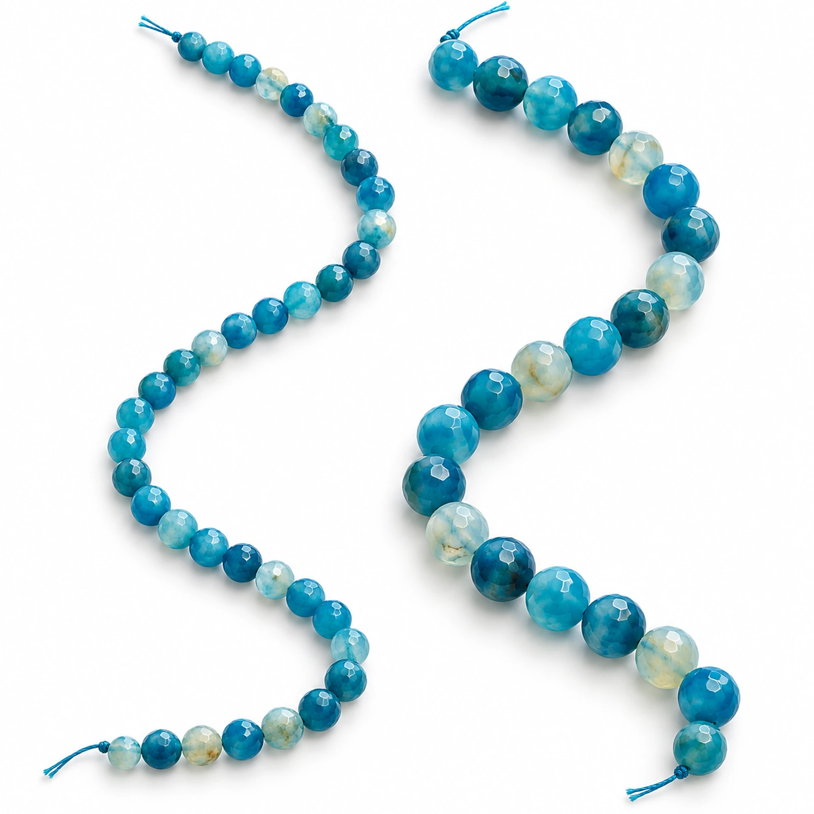 8-10mm Blue Faceted Onyx Round Beads