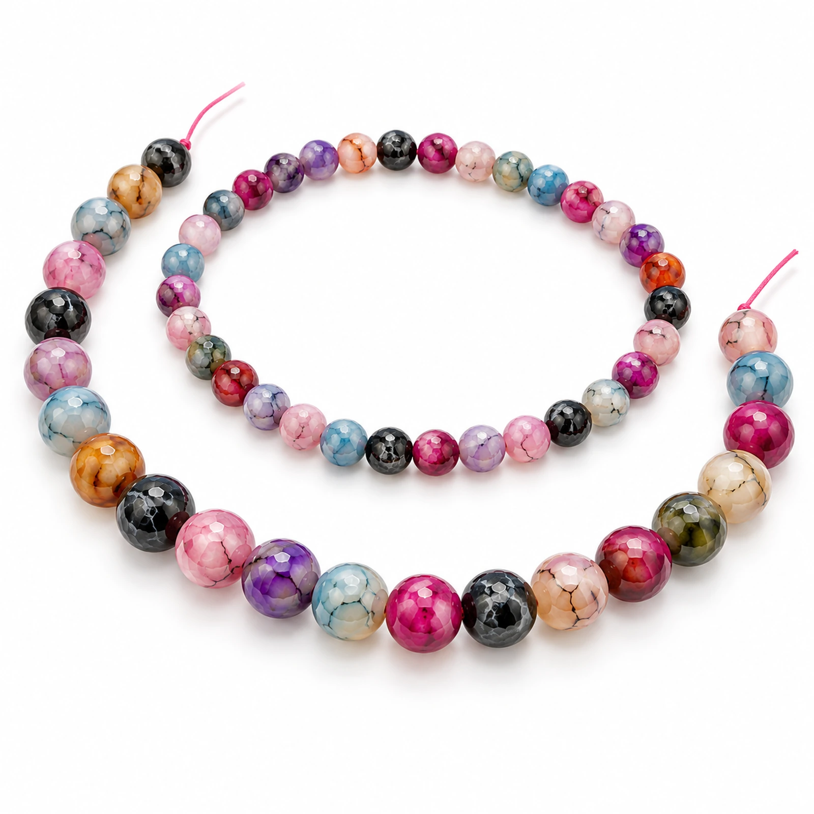 8-10mm Multicolour Faceted Onyx Round Beads
