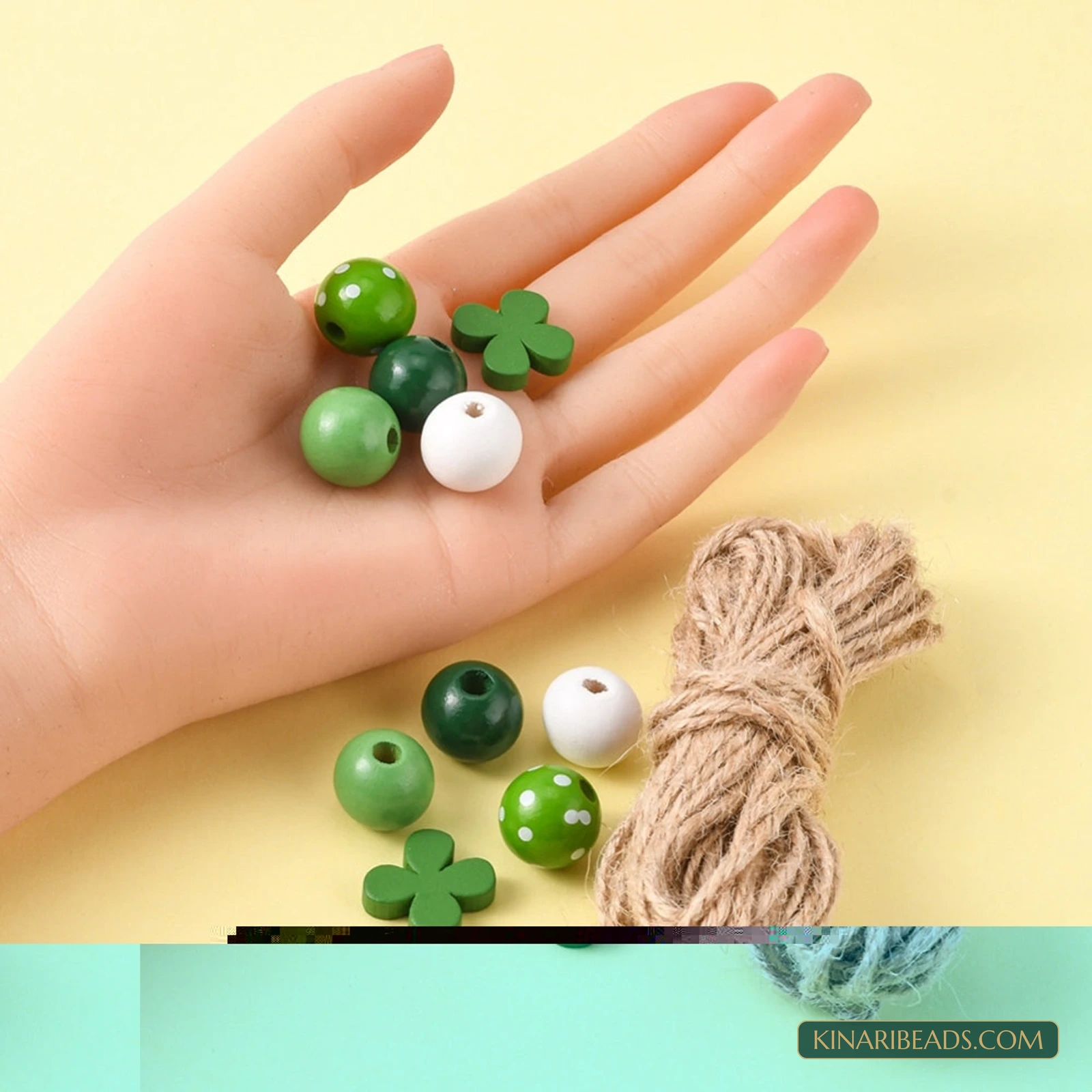 80-Piece Wooden Beads & Jute Cord Pendant Making Kit product image