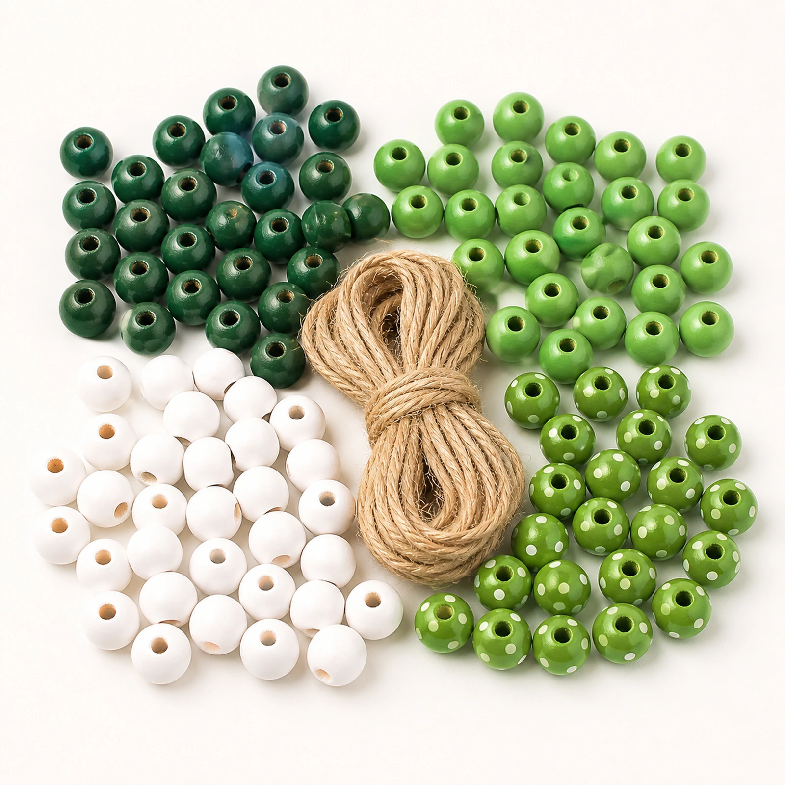 80-Piece Wooden Beads & Jute Cord Pendant Making Kit