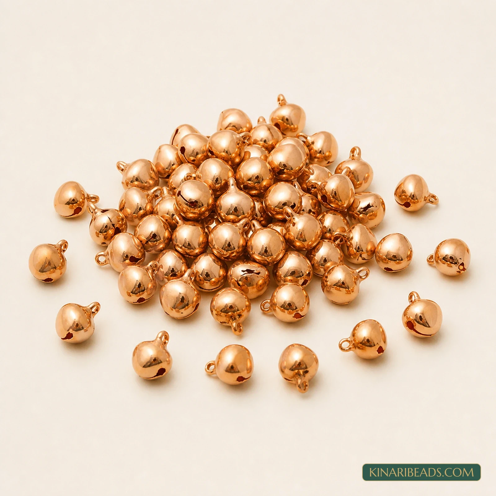 8mm Copper Ghungroo Jingle Bell Beads – 100g Pack