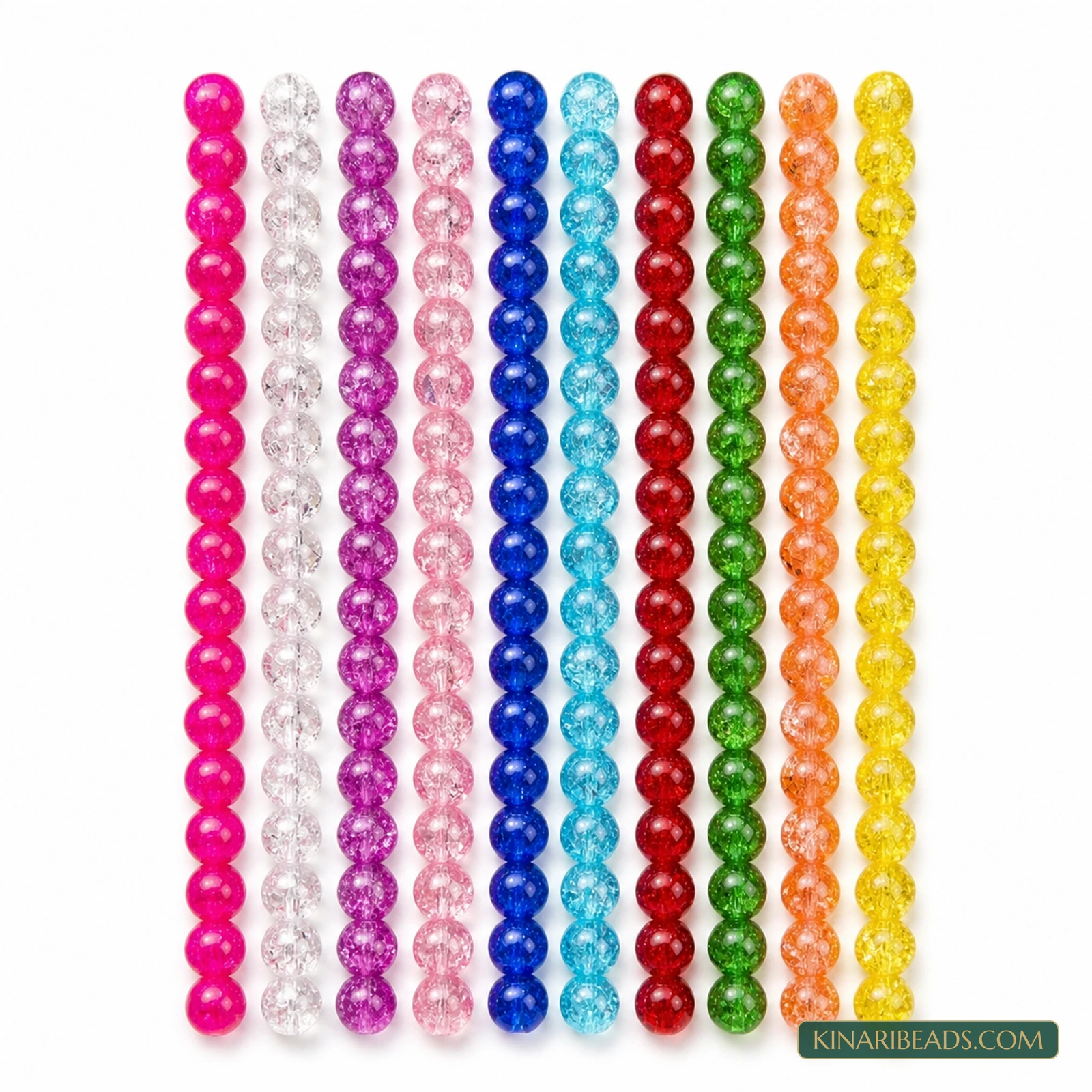 8mm Crackle Glass Beads Assorted Combo – 10 Strings