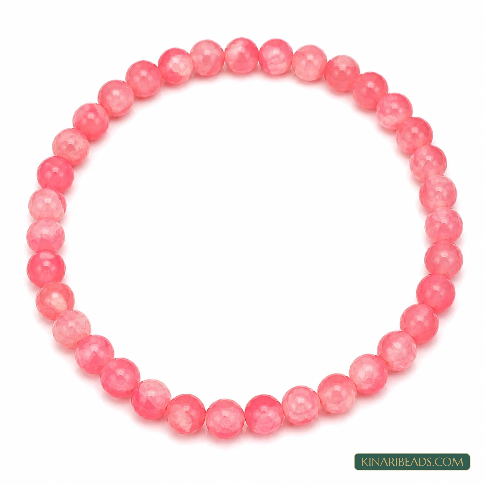 8mm Dual Tone Crackle Glass Beads – 15 Inch String - Hot Pink colour