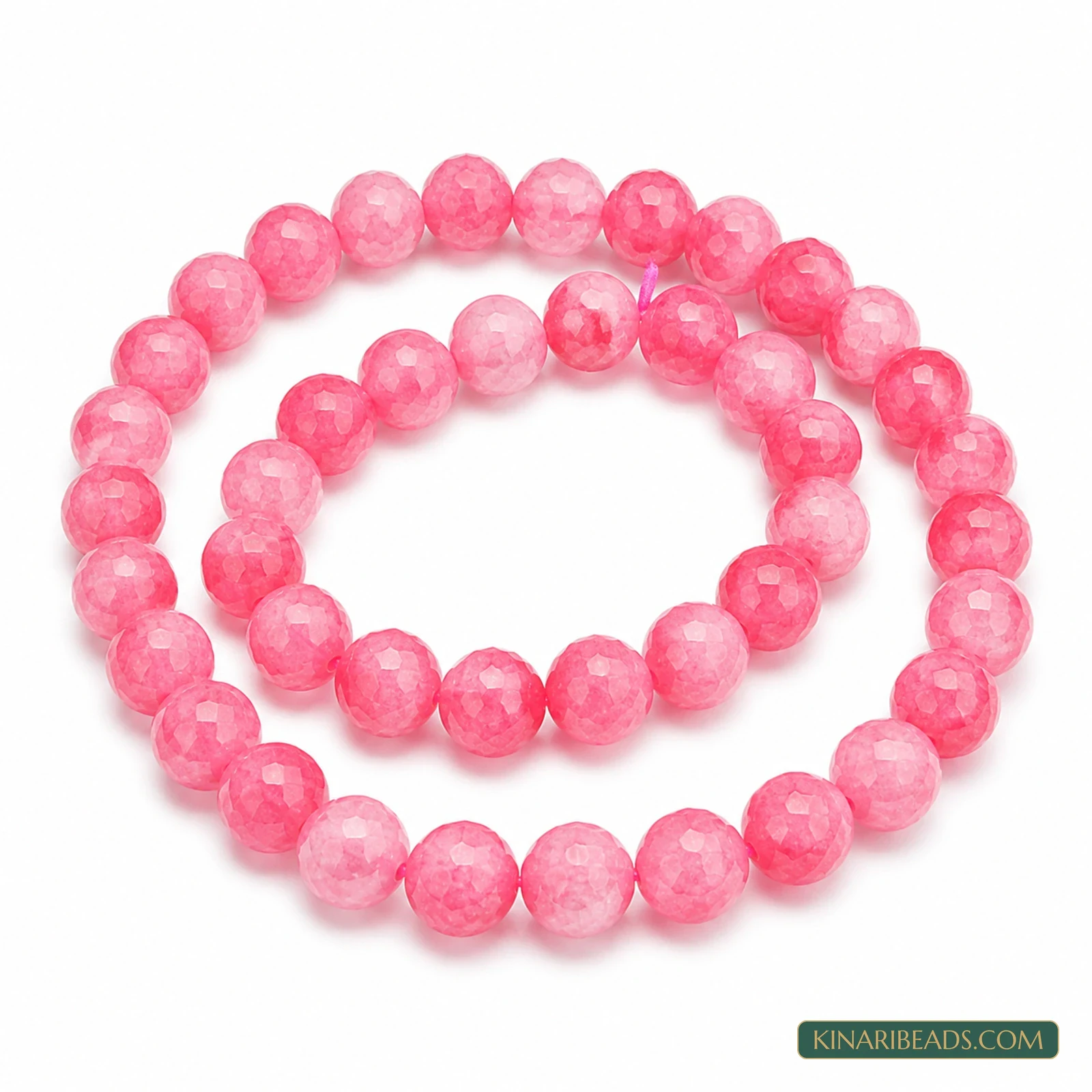 8mm Dual Tone Crackle Glass Beads – 15 Inch String - Pink colour