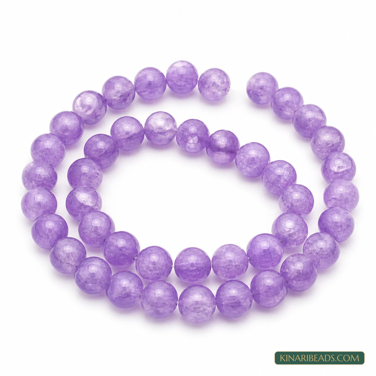 8mm Dual Tone Crackle Glass Beads – 15 Inch String - Purple colour