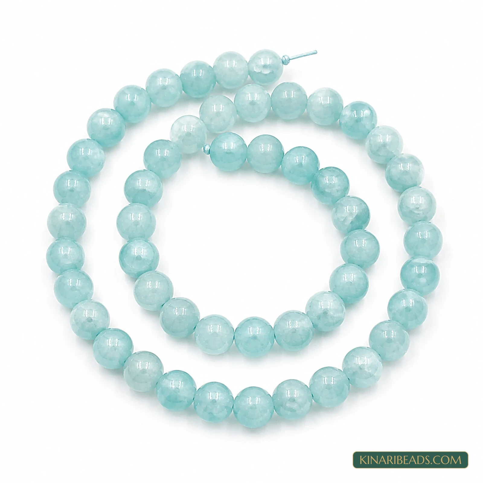 8mm Dual Tone Crackle Glass Beads – 15 Inch String - Sky Blue colour