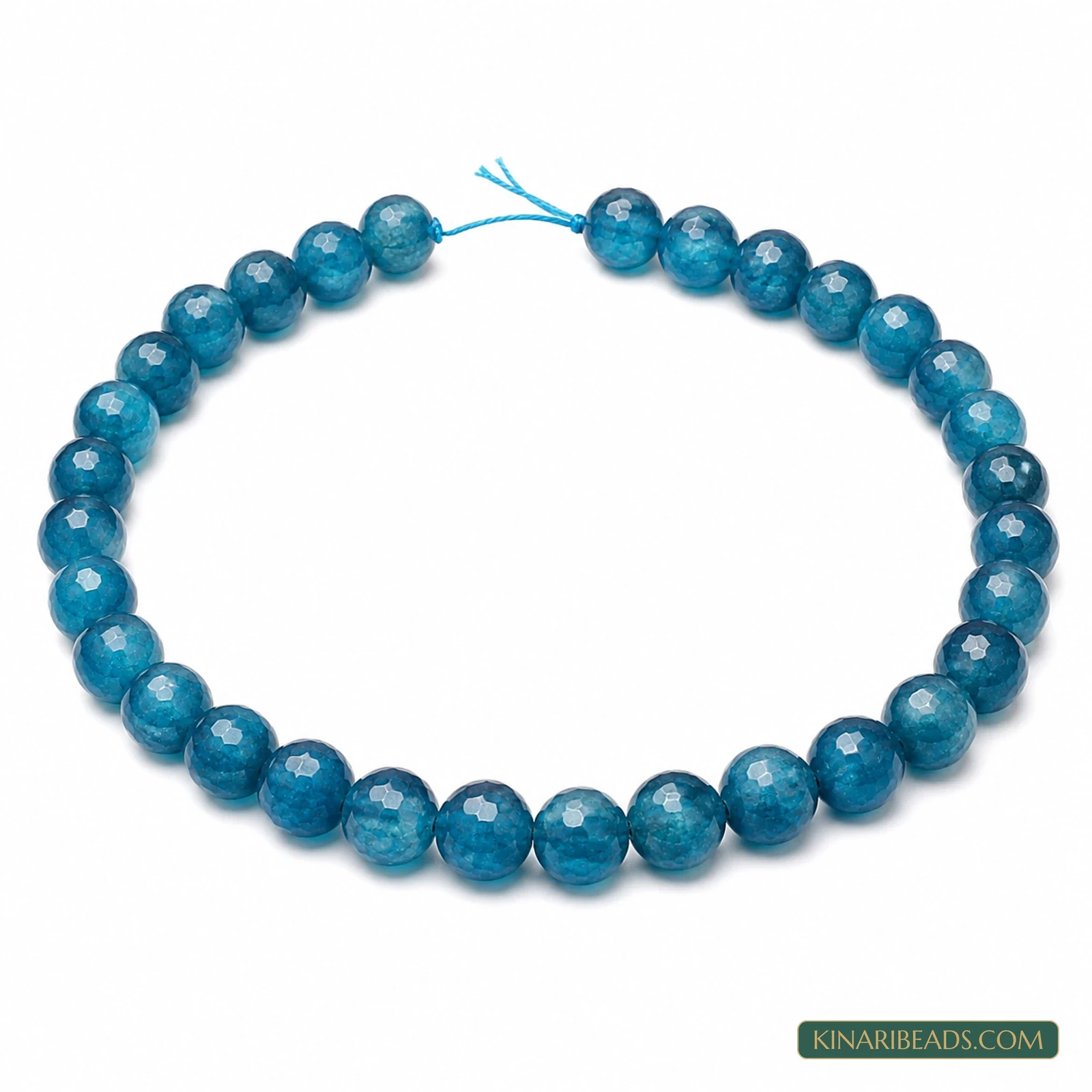 8mm Dual Tone Crackle Glass Beads – 15 Inch String - Teal colour