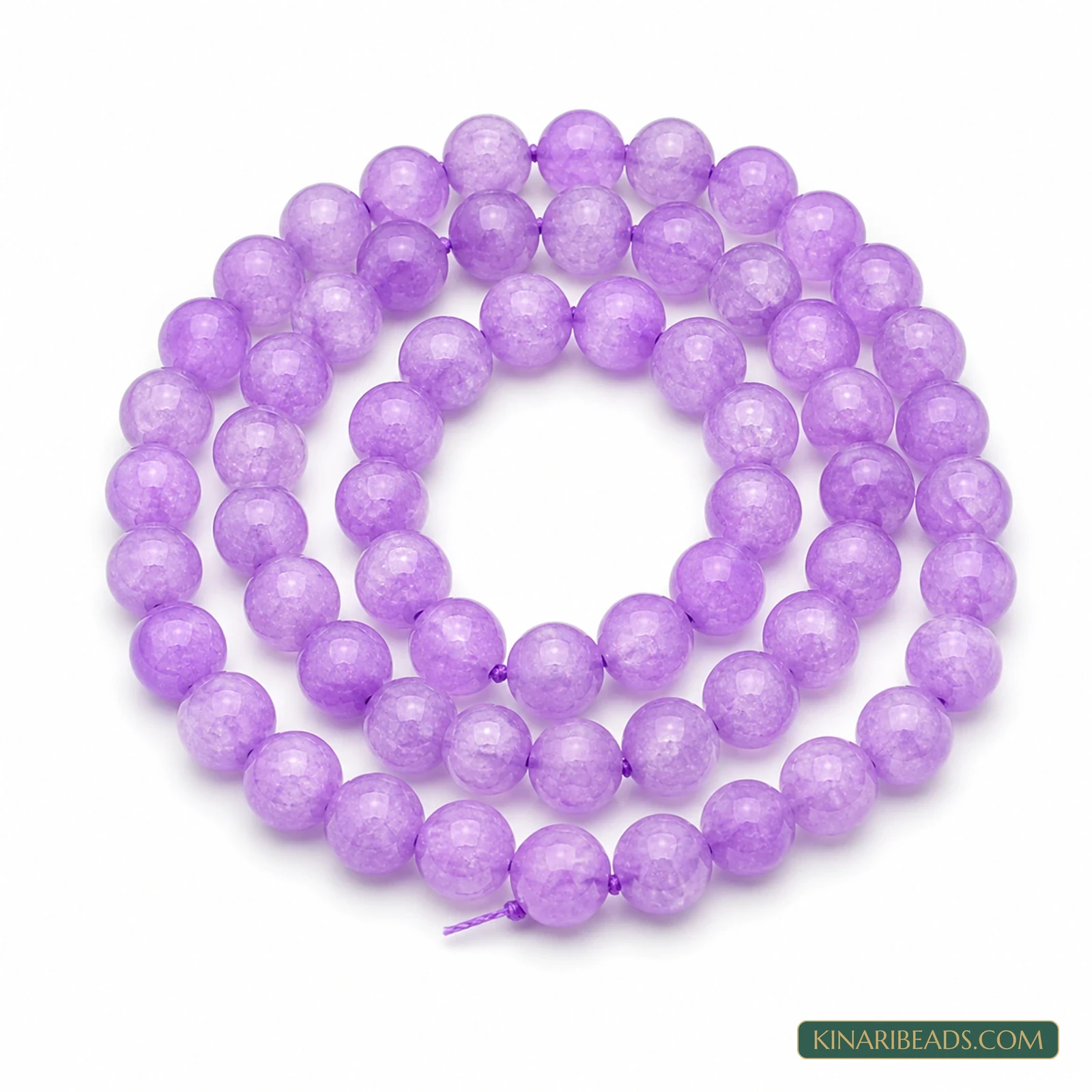 8mm Dual Tone Crackle Glass Beads – 15 Inch String - Violet colour