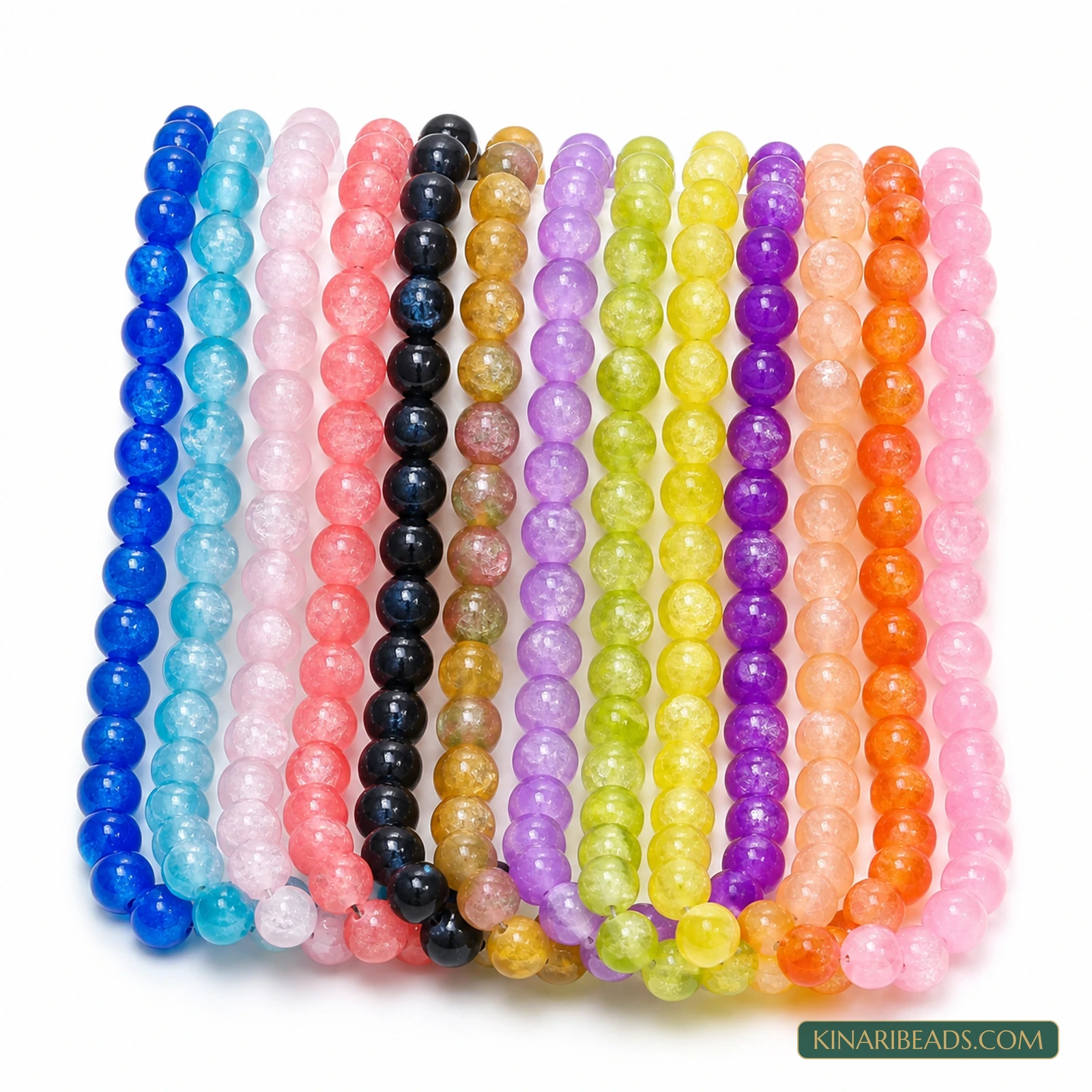 8mm Dual Tone Crackle Glass Beads Combo – 15 Strings