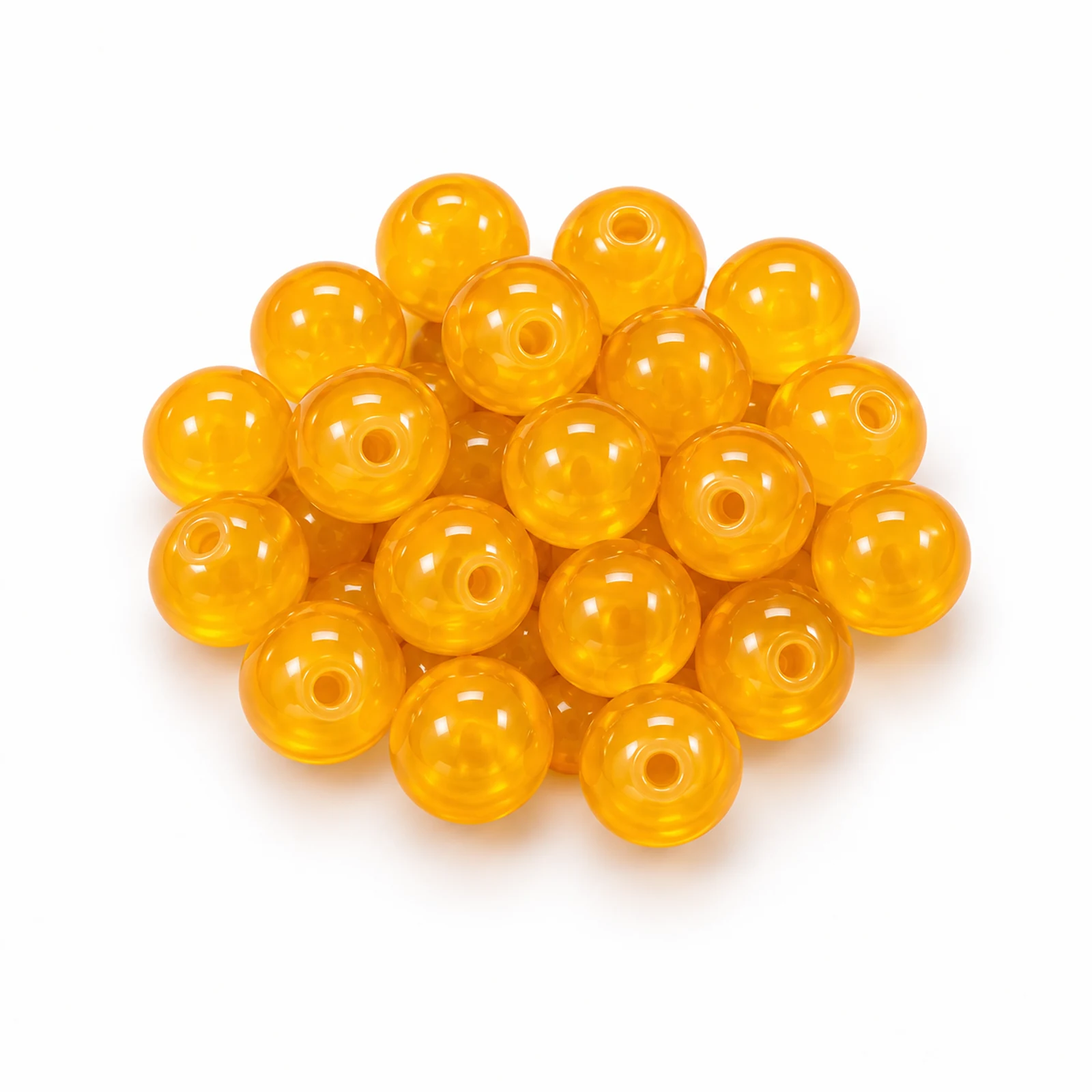 8mm Jelly Glass Beads – 100g, 24 Colours - Amber Yellow colour