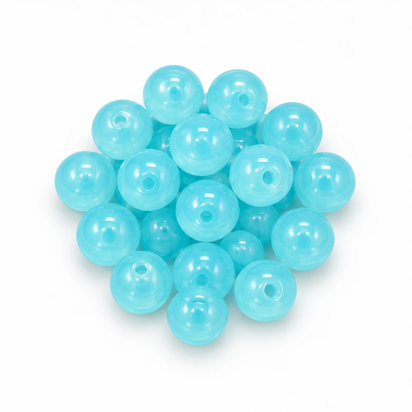 8mm Jelly Glass Beads – 100g, 24 Colours - Aqua Blue colour