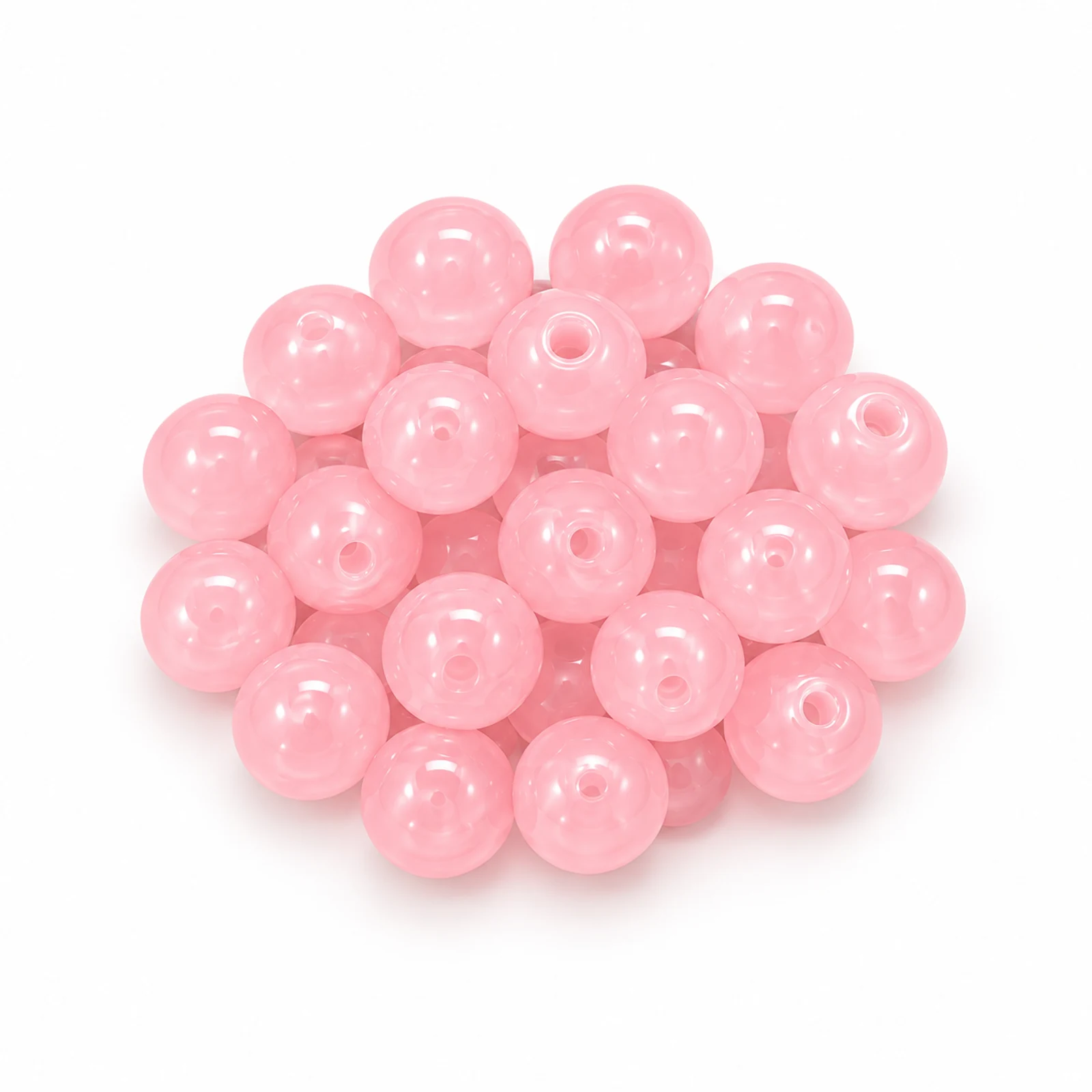 8mm Jelly Glass Beads – 100g, 24 Colours - Baby Pink colour