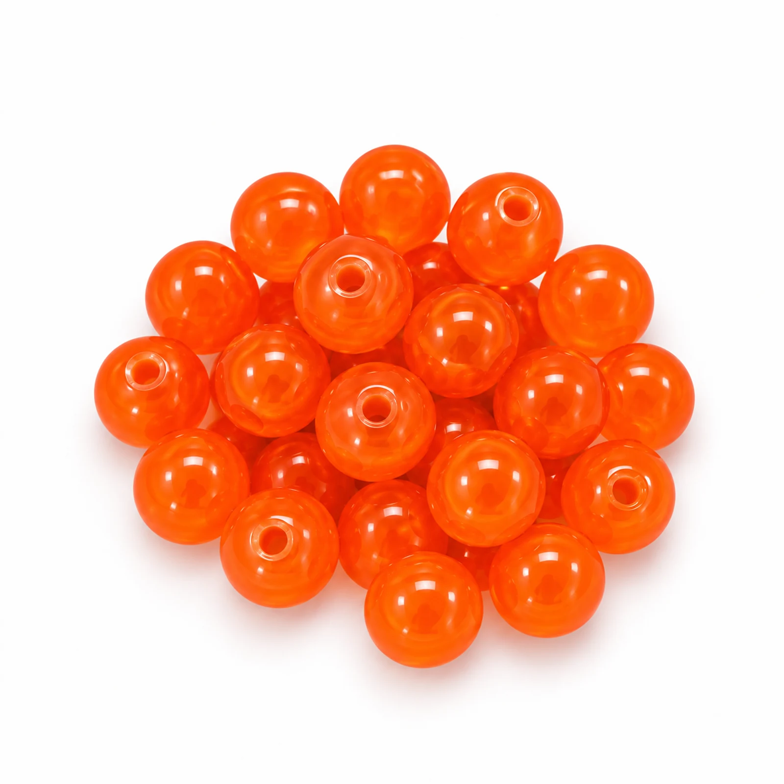 8mm Jelly Glass Beads – 100g, 24 Colours - Bright Orange colour