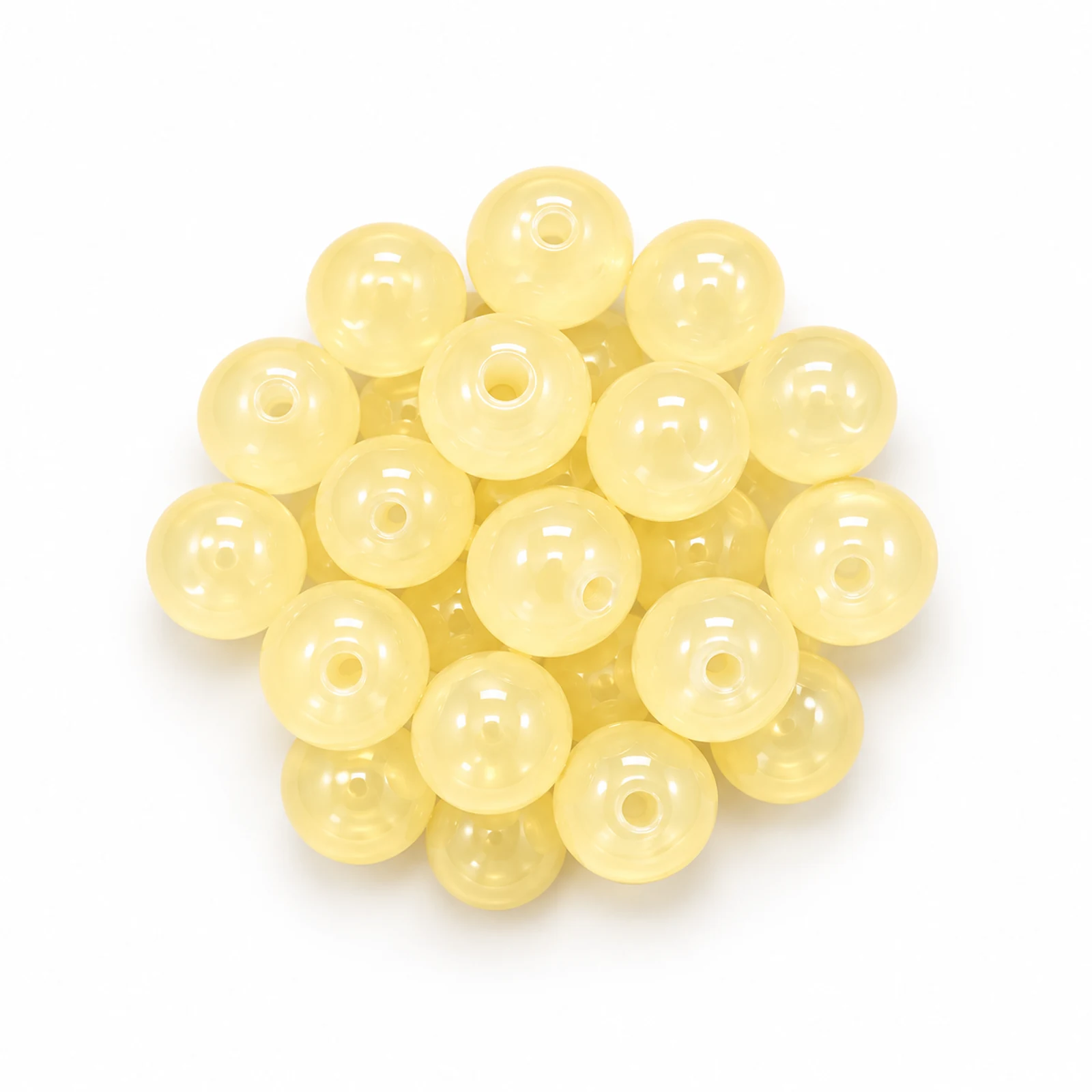8mm Jelly Glass Beads – 100g, 24 Colours - Butter Yellow colour