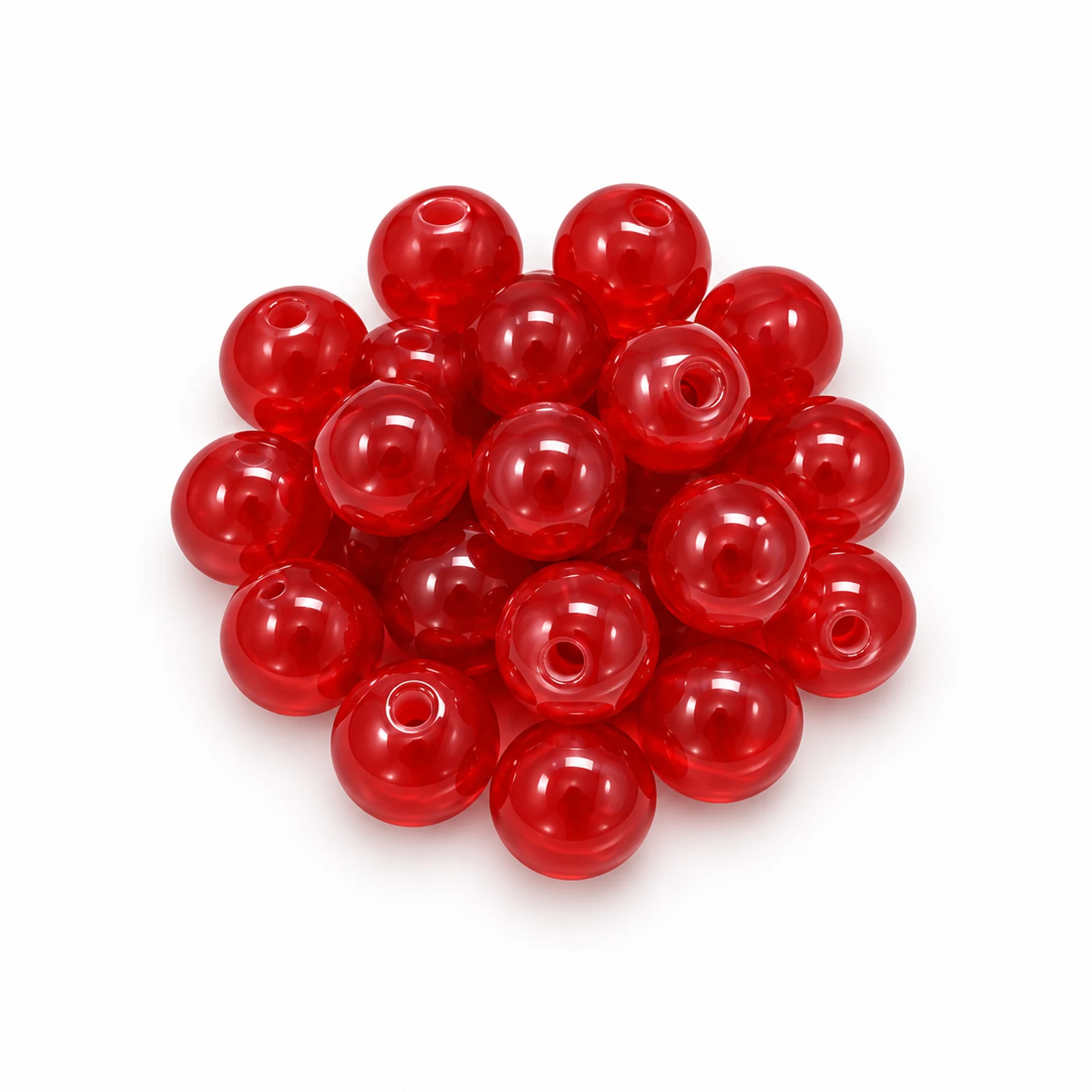 8mm Jelly Glass Beads – 100g, 24 Colours - Cherry Red colour