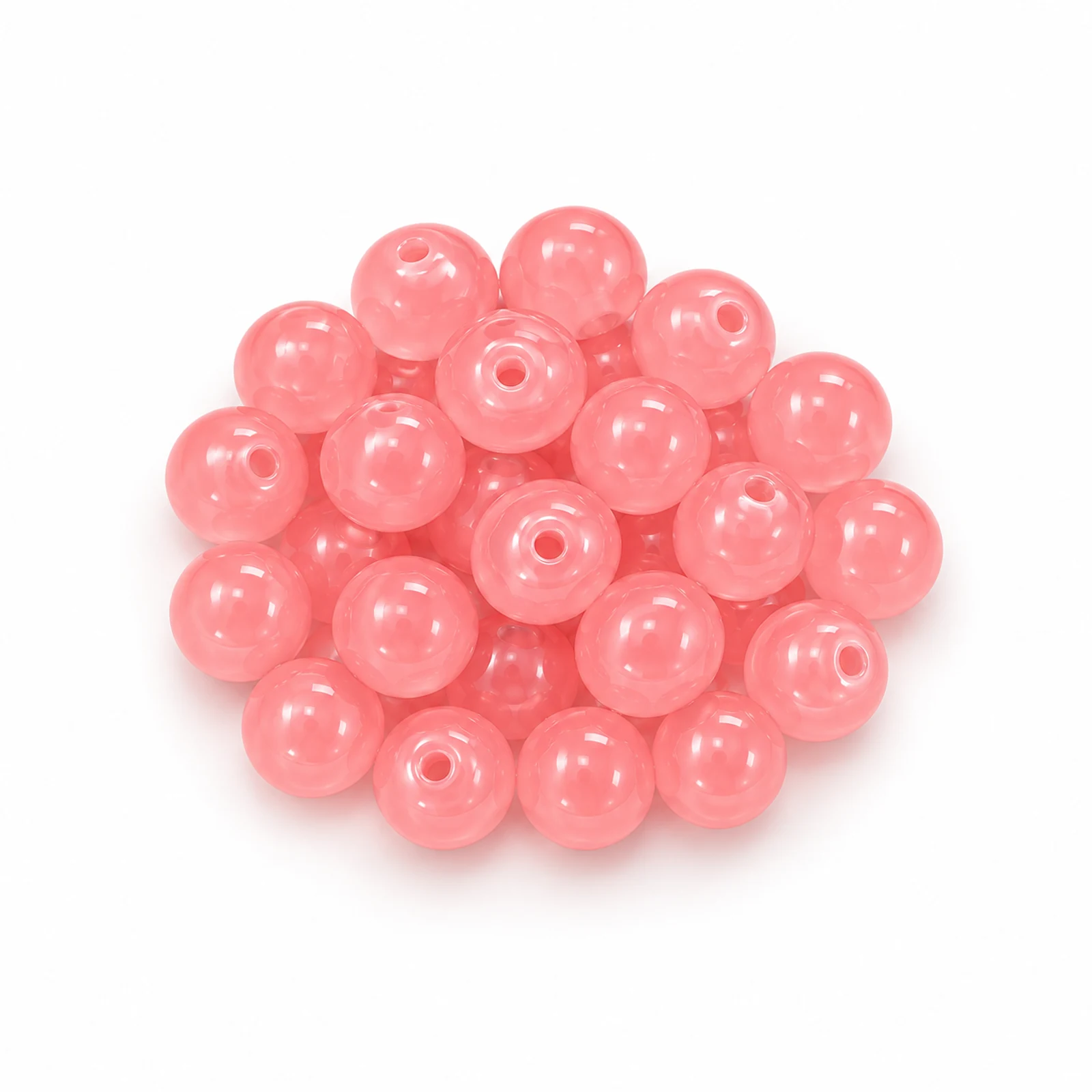 8mm Jelly Glass Beads – 100g, 24 Colours - Coral Pink colour
