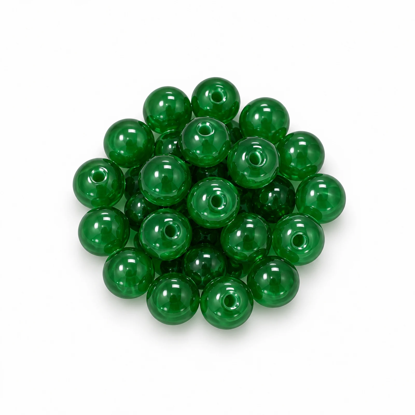 8mm Jelly Glass Beads – 100g, 24 Colours - Emerald Green colour