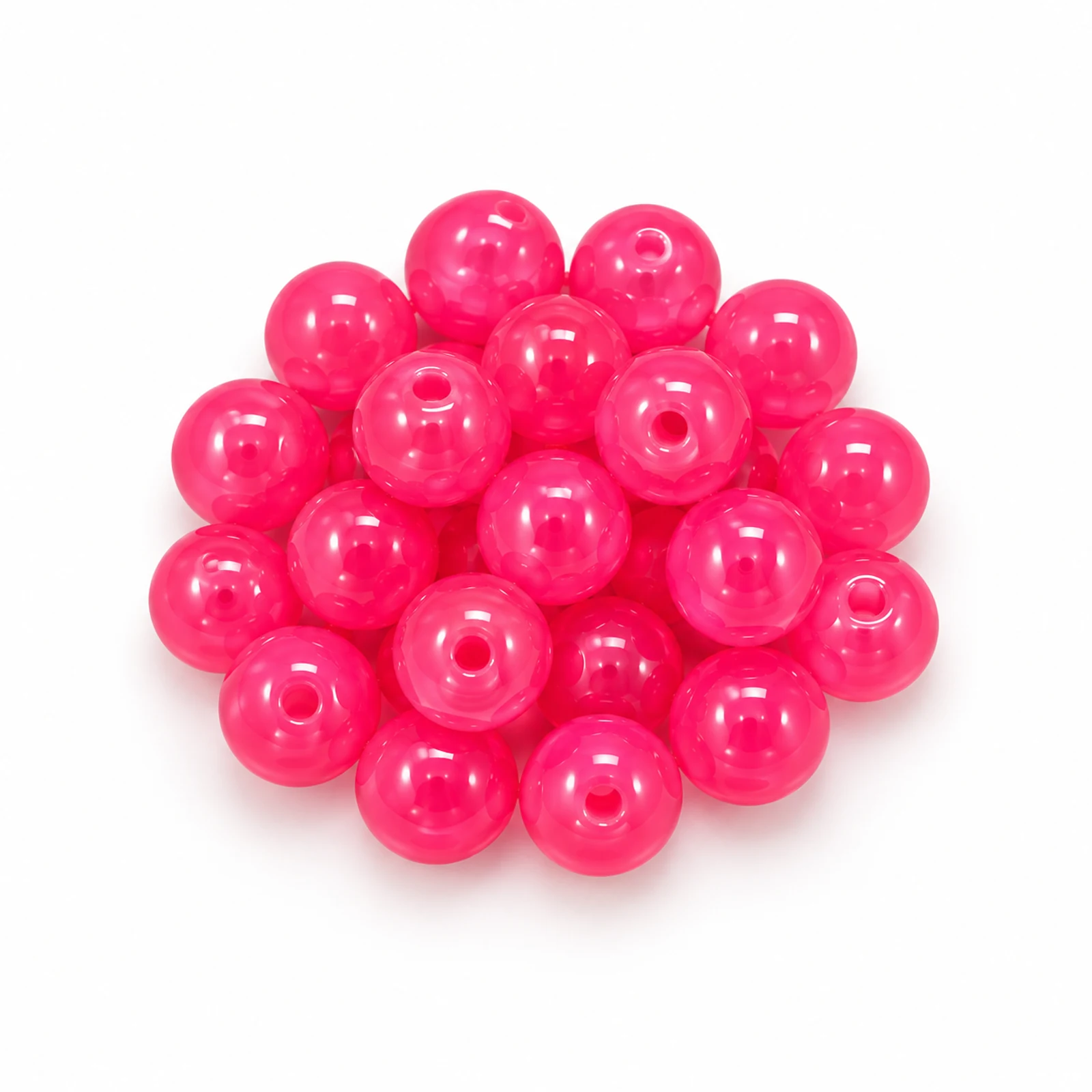 8mm Jelly Glass Beads – 100g, 24 Colours - Hot Pink colour