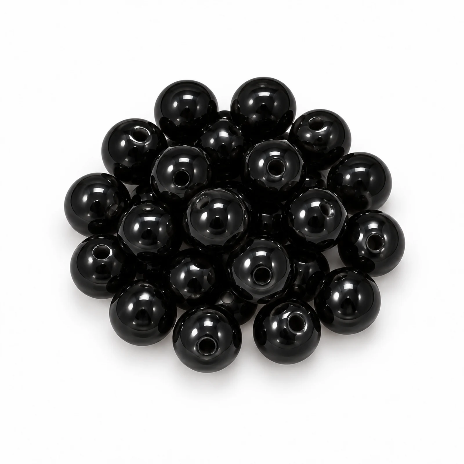 8mm Jelly Glass Beads – 100g, 24 Colours - Jet Black colour