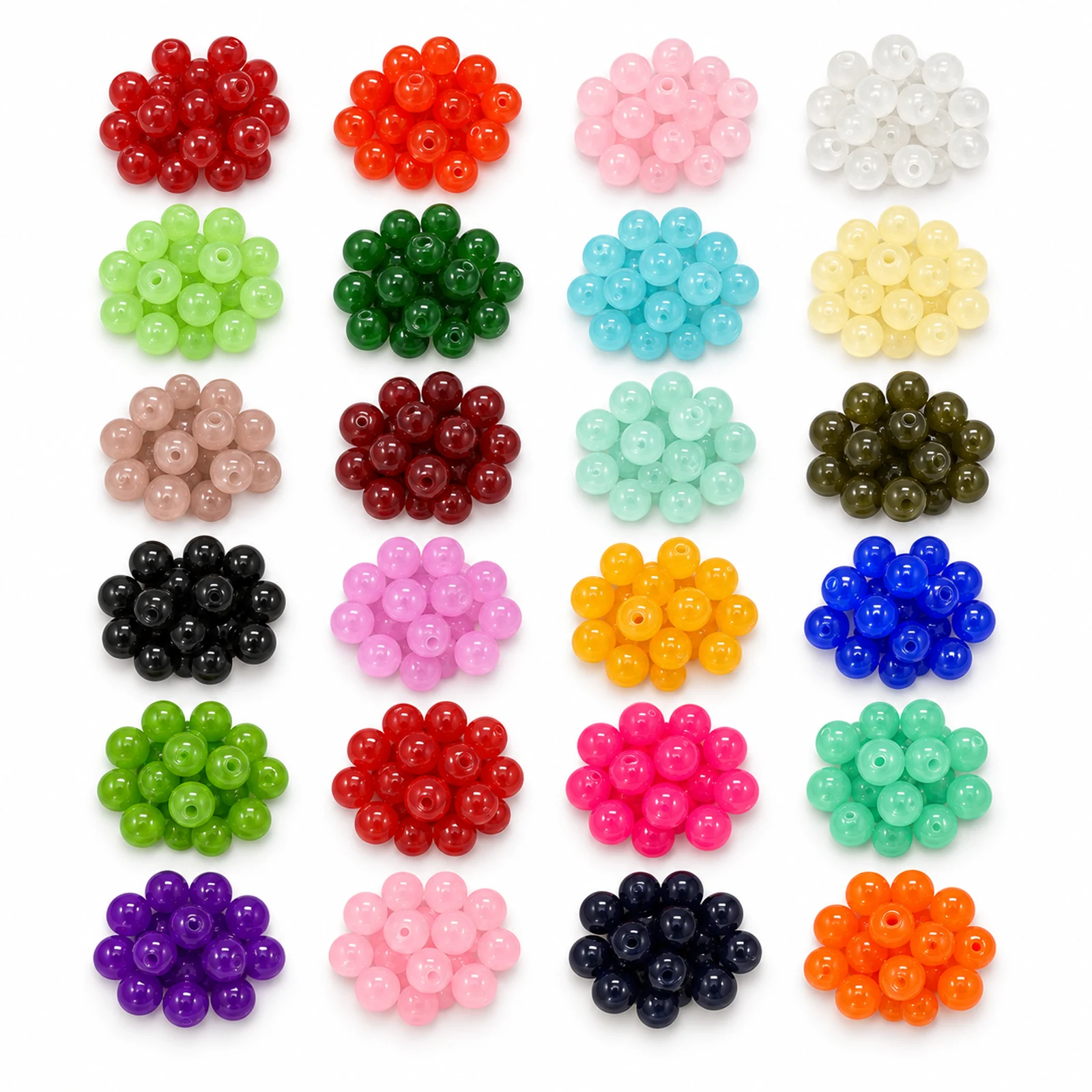 8mm Jelly Glass Beads – 100g, 24 Colours