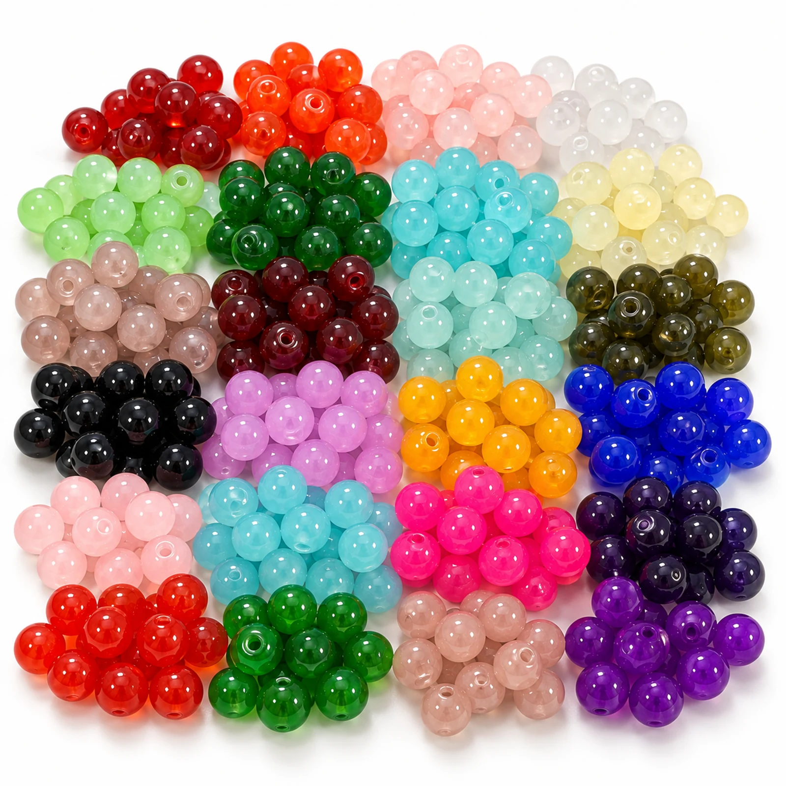 8mm Jelly Glass Beads – 100g, 24 Colours product image