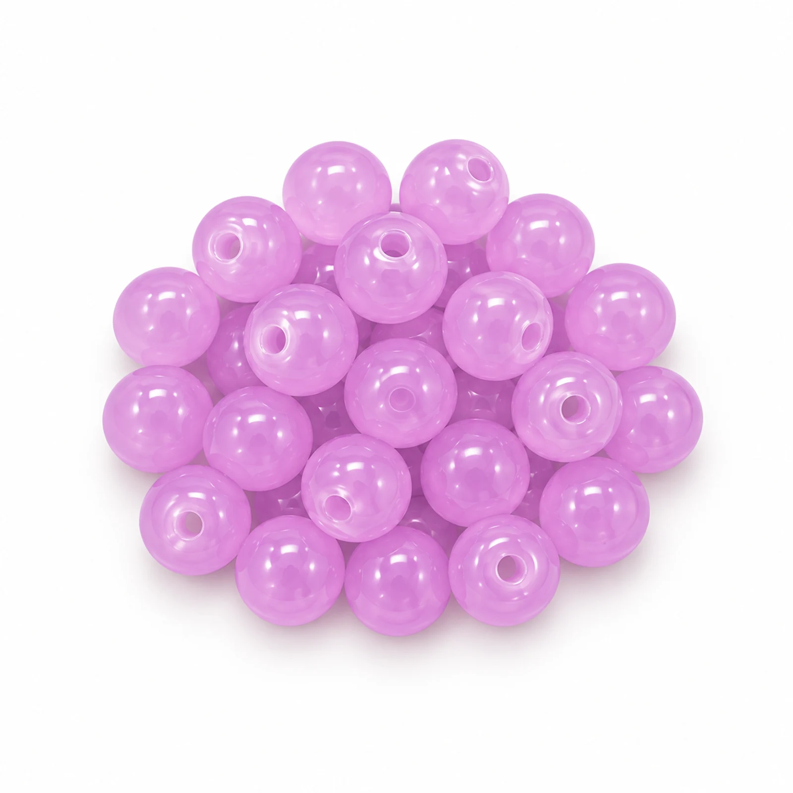 8mm Jelly Glass Beads – 100g, 24 Colours - Lilac colour