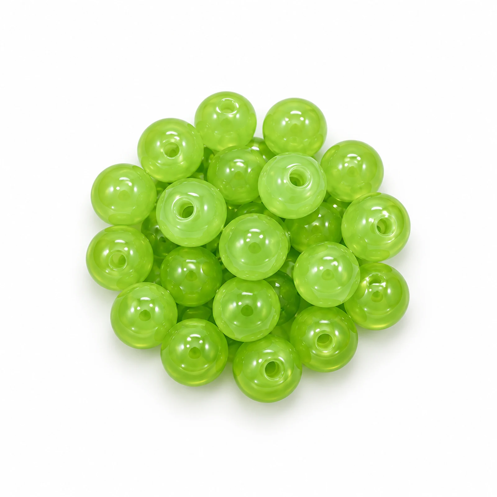 8mm Jelly Glass Beads – 100g, 24 Colours - Lime Green colour
