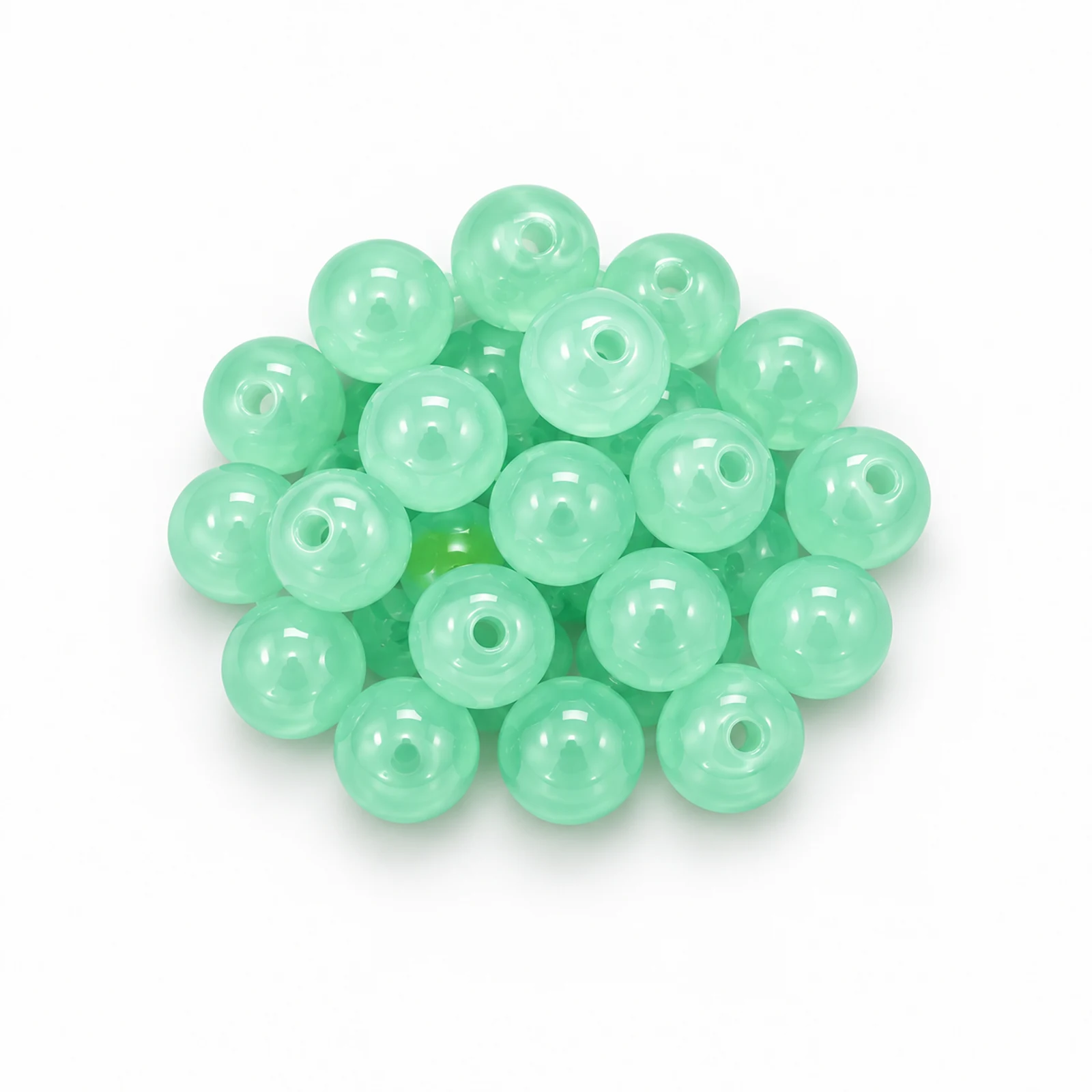 8mm Jelly Glass Beads – 100g, 24 Colours - Mint Green colour