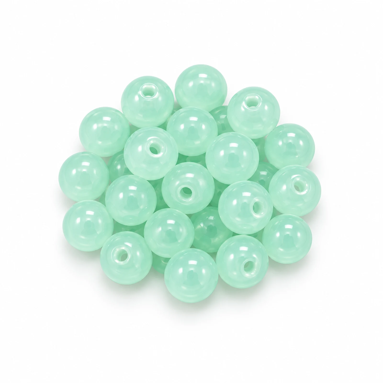8mm Jelly Glass Beads – 100g, 24 Colours - Pale Mint colour