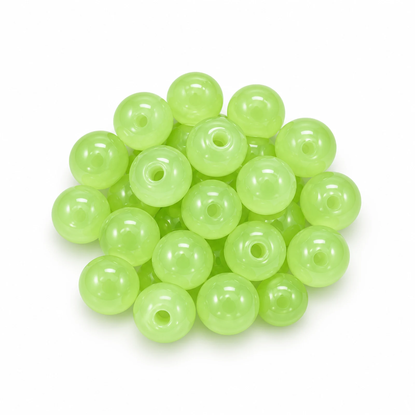 8mm Jelly Glass Beads – 100g, 24 Colours - Pistachio Green colour