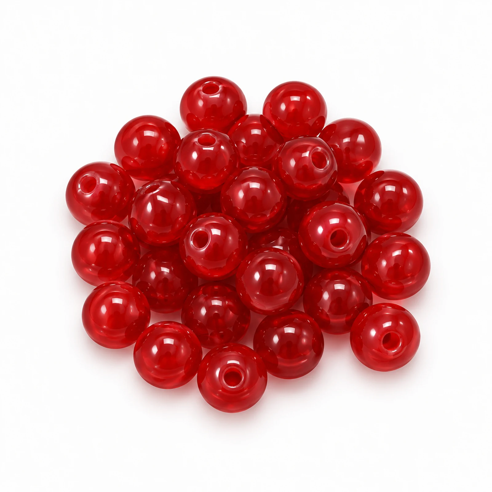 8mm Jelly Glass Beads – 100g, 24 Colours - Ruby Red colour