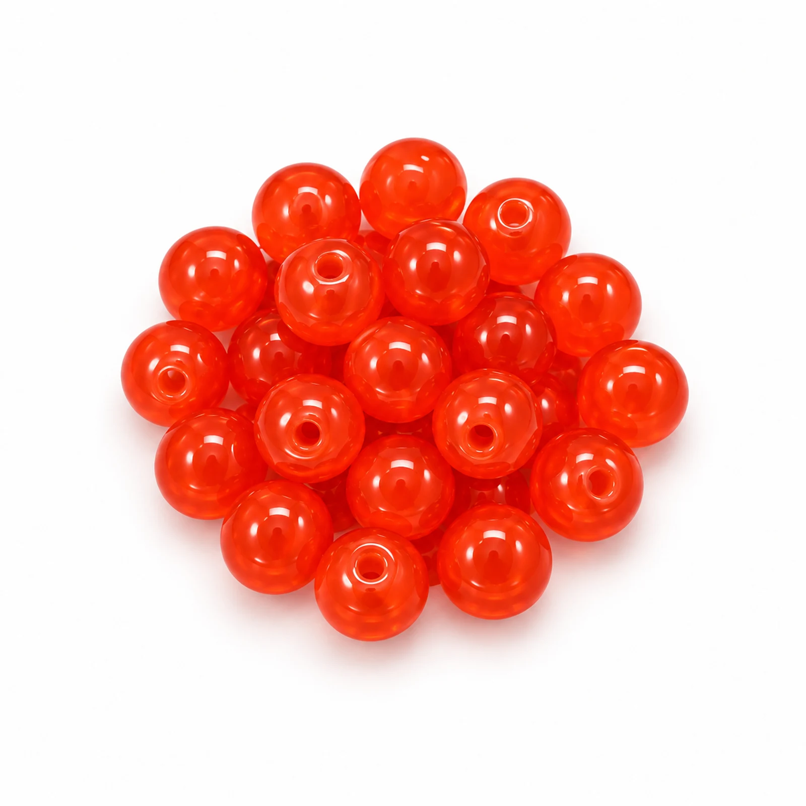 8mm Jelly Glass Beads – 100g, 24 Colours - Scarlet colour